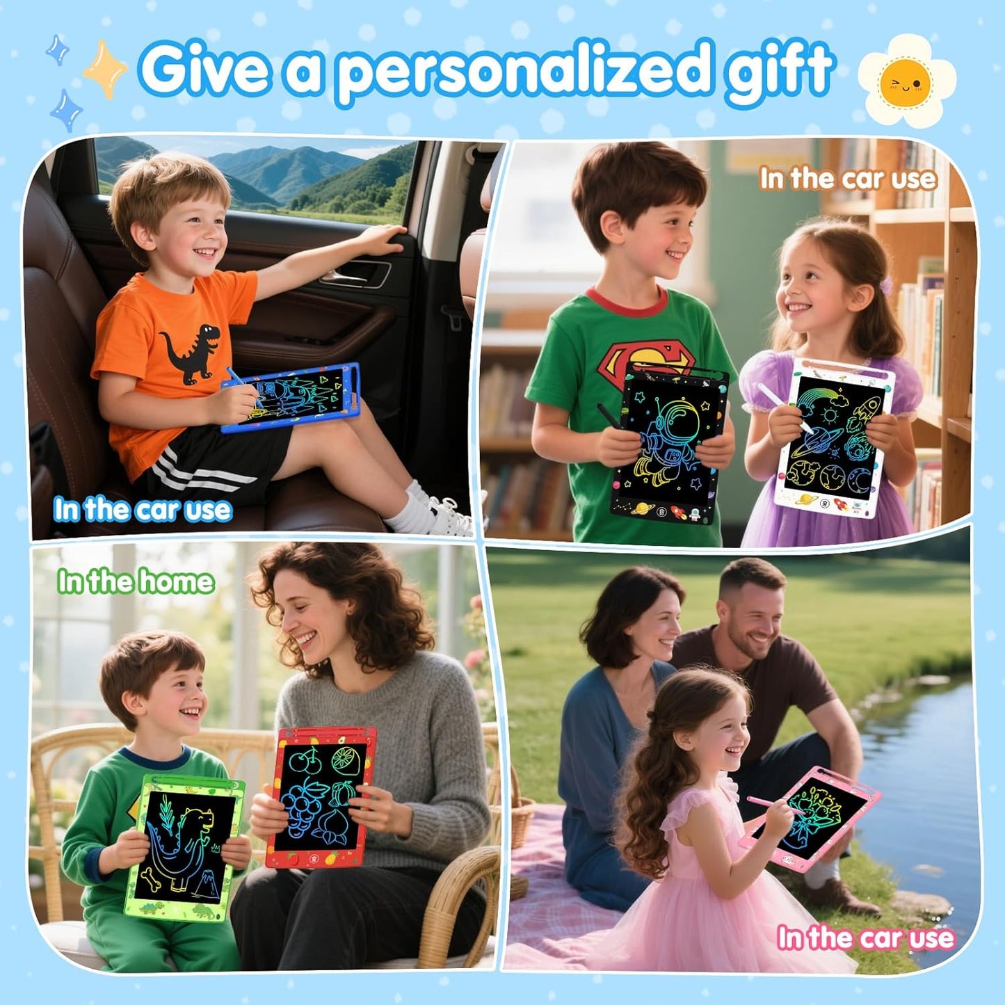 10 Pack LCD Writing Tablet for Kids, 8.5 Inch Colorful Doodle Board Drawing Pad, Educational Learning Travel Toys Birthday Gifts for Boys Girls Age 3 4 5 6 7 8