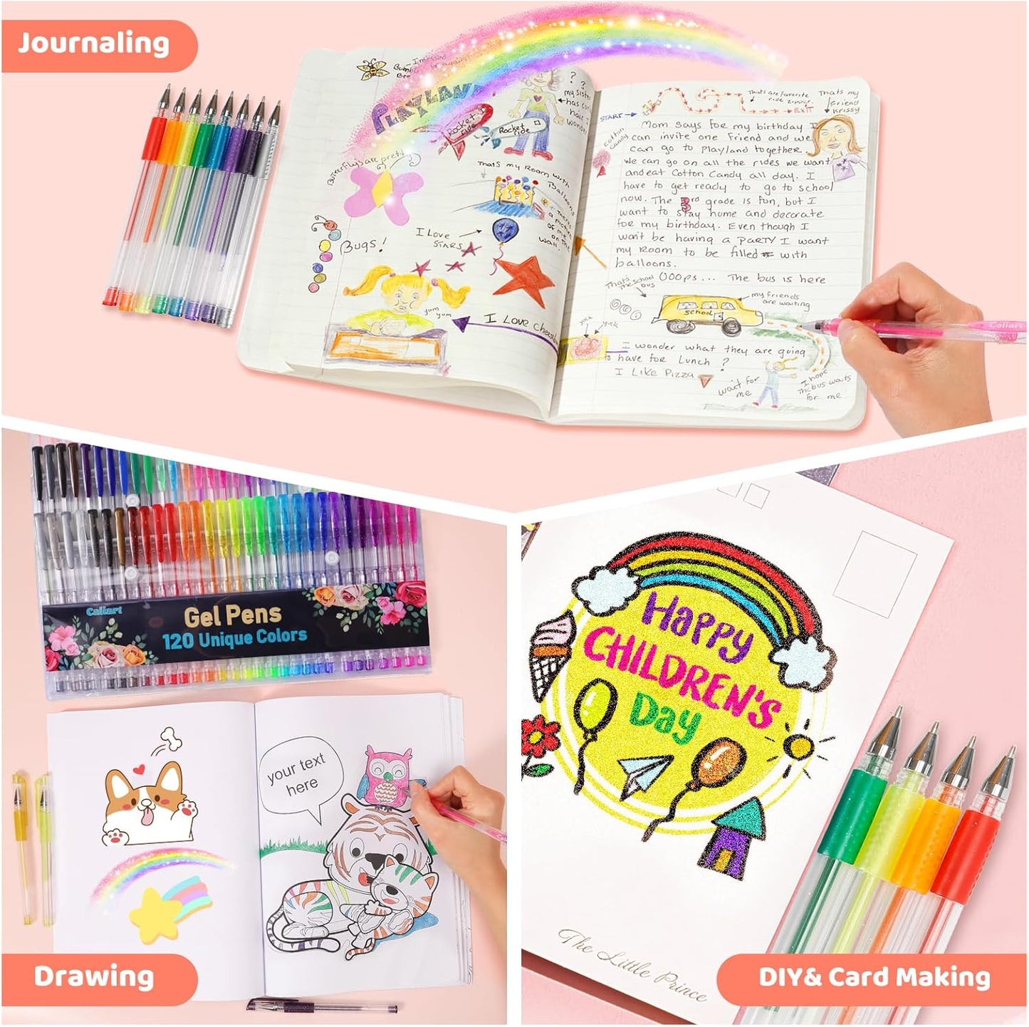 120 Colors Gel Pens, Colored Neon Glitter Pen for Adult Coloring Books, 40% More Ink Fine Point Gel Markers Set, Art Supplies Gift for Adults Drawing Doodling Scrapbook Journaling