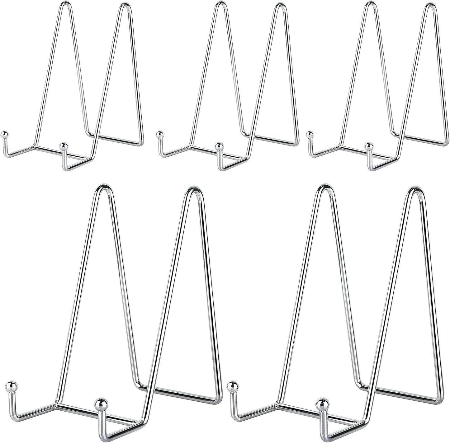 IBosins 5 Pack 6 Inch Plate Holder Display Stands, Metal Silver Frame Stand for Picture, Book, Photo Easel, Creation, Collectibles