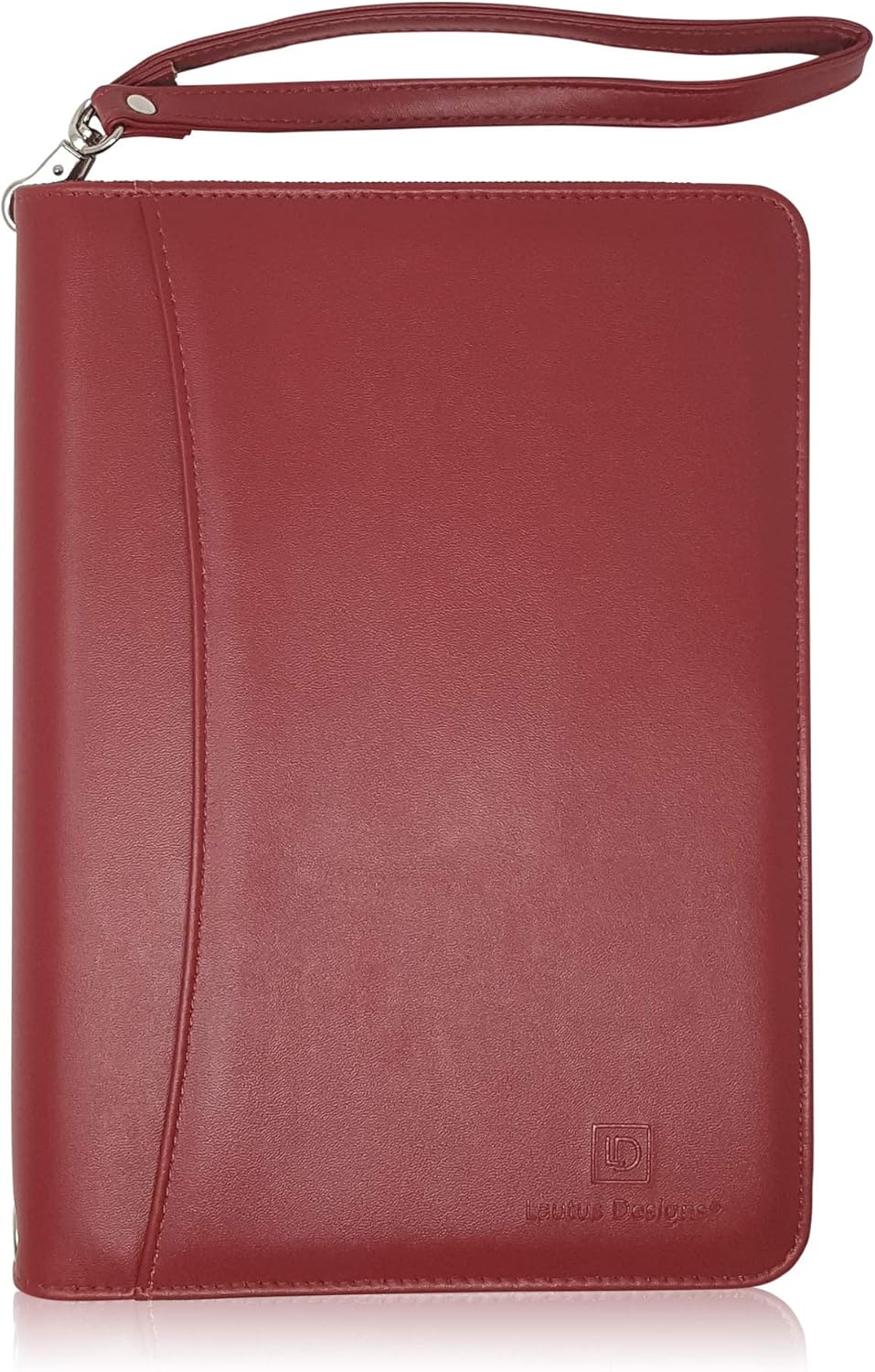 Zippered Portfolio Binder with Junior Legal 5x8 Notepad - Burgundy PU Faux Leather Business Padfolio Organizer Folder with 8 Inch Tablet Sleeve & Gift Box by Lautus Designs