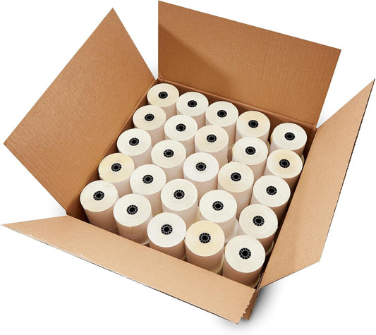 (32 Rolls) 2 Ply Carbonless Rolls 3" X 95 Feet White/Yellow Receipt Paper POS Cash Register Two Ply White/Canary for Star Micronics SP700 SP2000 UP389 Omni 480 TMU 220 250 Require Ribbons ERC30/34/38