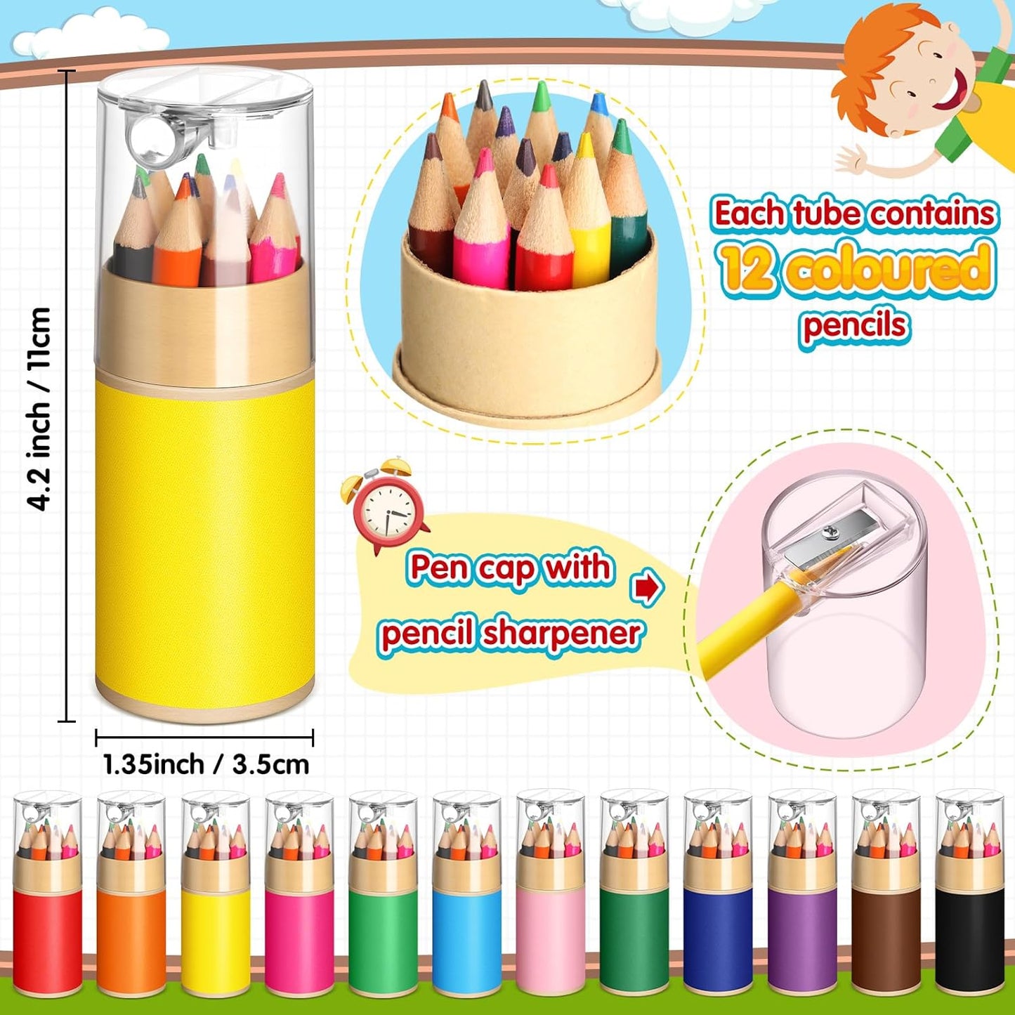 48 Sets Mini Drawing Colored Pencils Bulk with Sharpener for Kids 3.5" Small 12 Colors Travel Colored Portable Pencil Set Back to School Gifts for Students Adults Art Painting Classroom