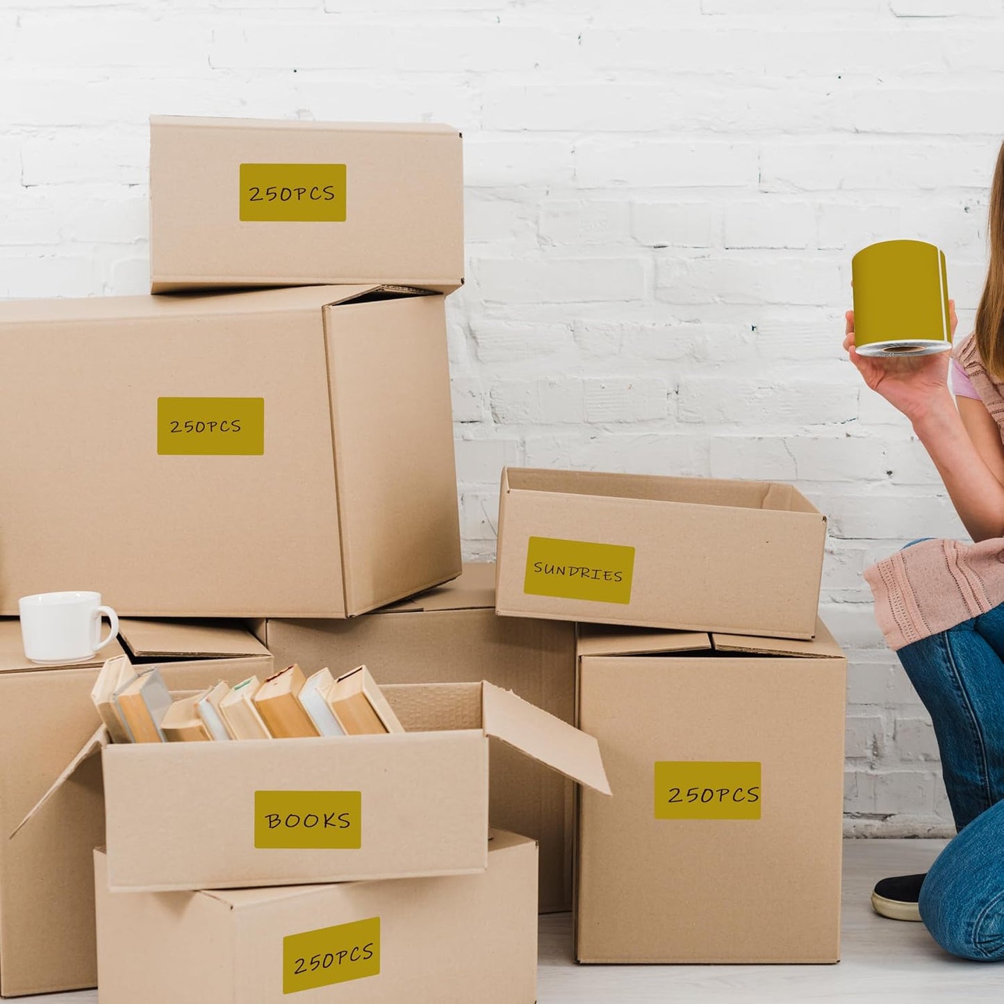 3 x 5 Inch 250Pcs Rectangle Color Coding Stickers,Strong Adhesion Easy to Write Label for Moving,Box Organization,Inventory,Business,Olive