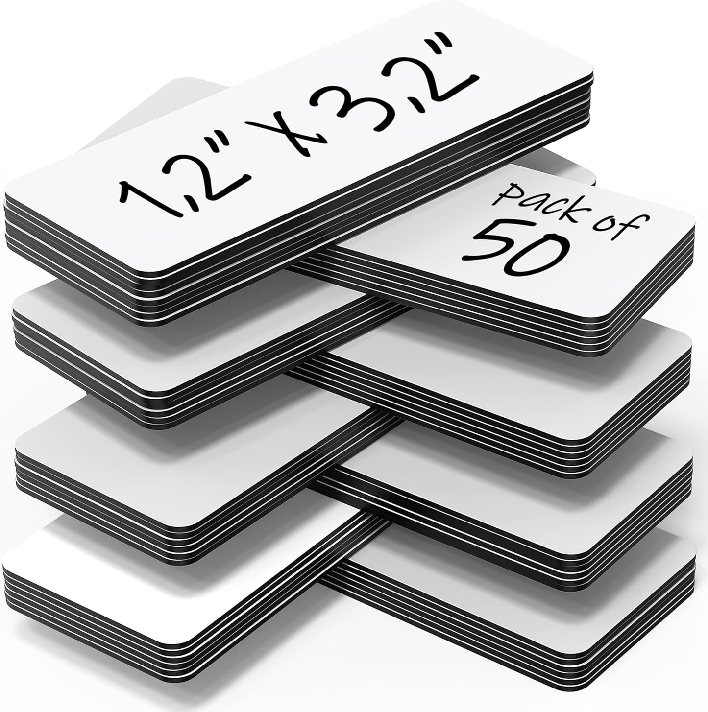 50 Pack Dry Erase Magnetic Labels 3.2x1.2 in - Magnetic Name Tags for Classroom Lockers School Bus - Classroom Magnets for Names Magnet Labels for Whiteboard Magnet Name Plates for Classrooms Blanked