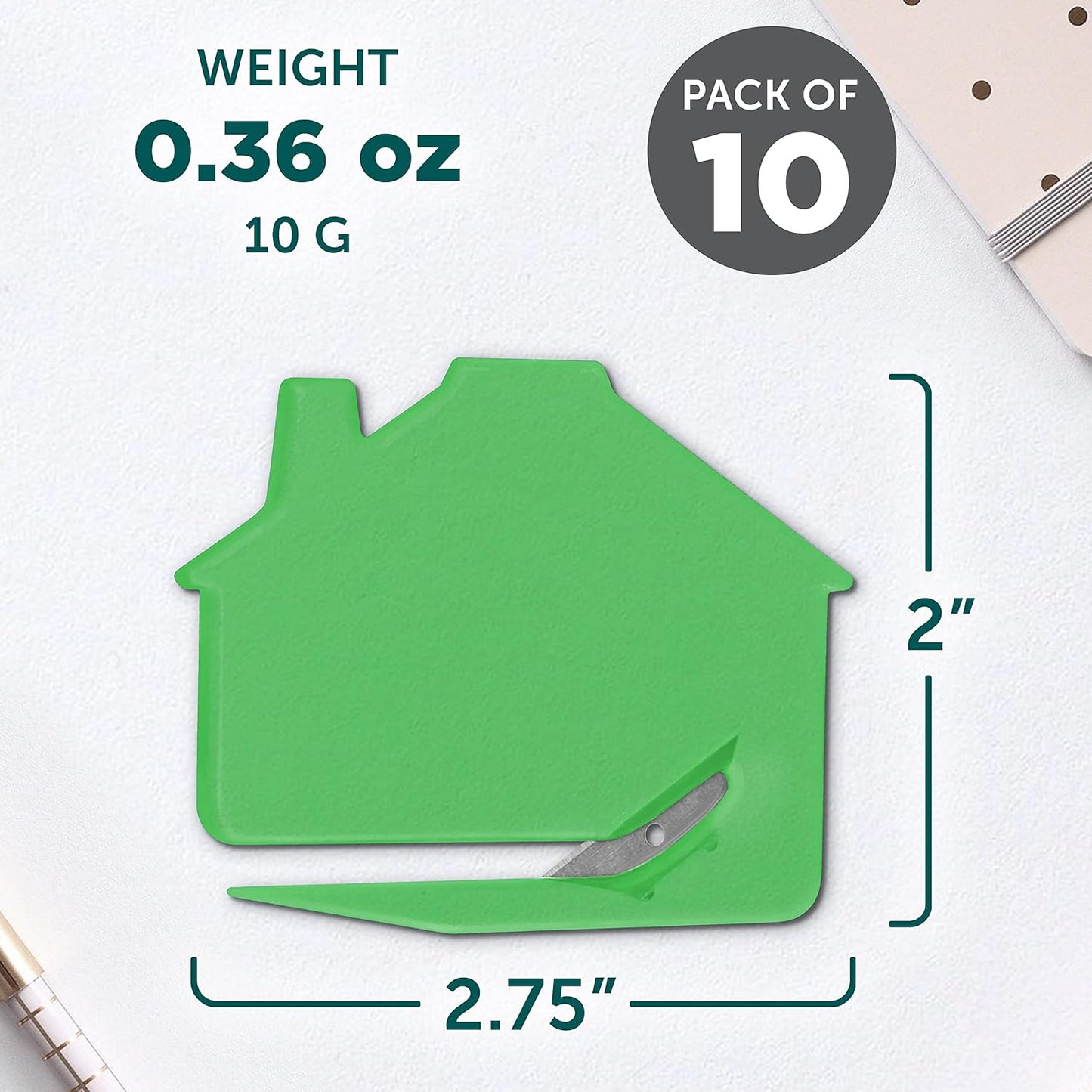 House Letter Openers Set of 10, Bulk Pack - Perfect for Home or Office - TGreen