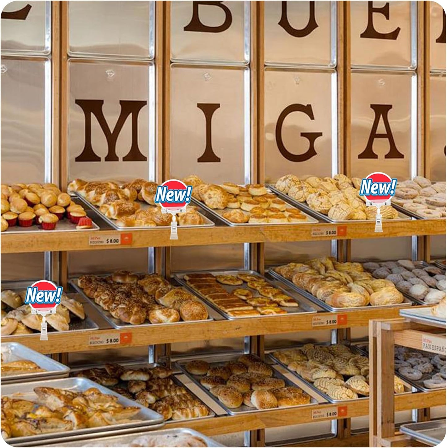 30PCS Plastic Sign Holder Clips, Rotatable Price Signs Double Display Clips, Retail Cards Clips for Merchandise/Retailers