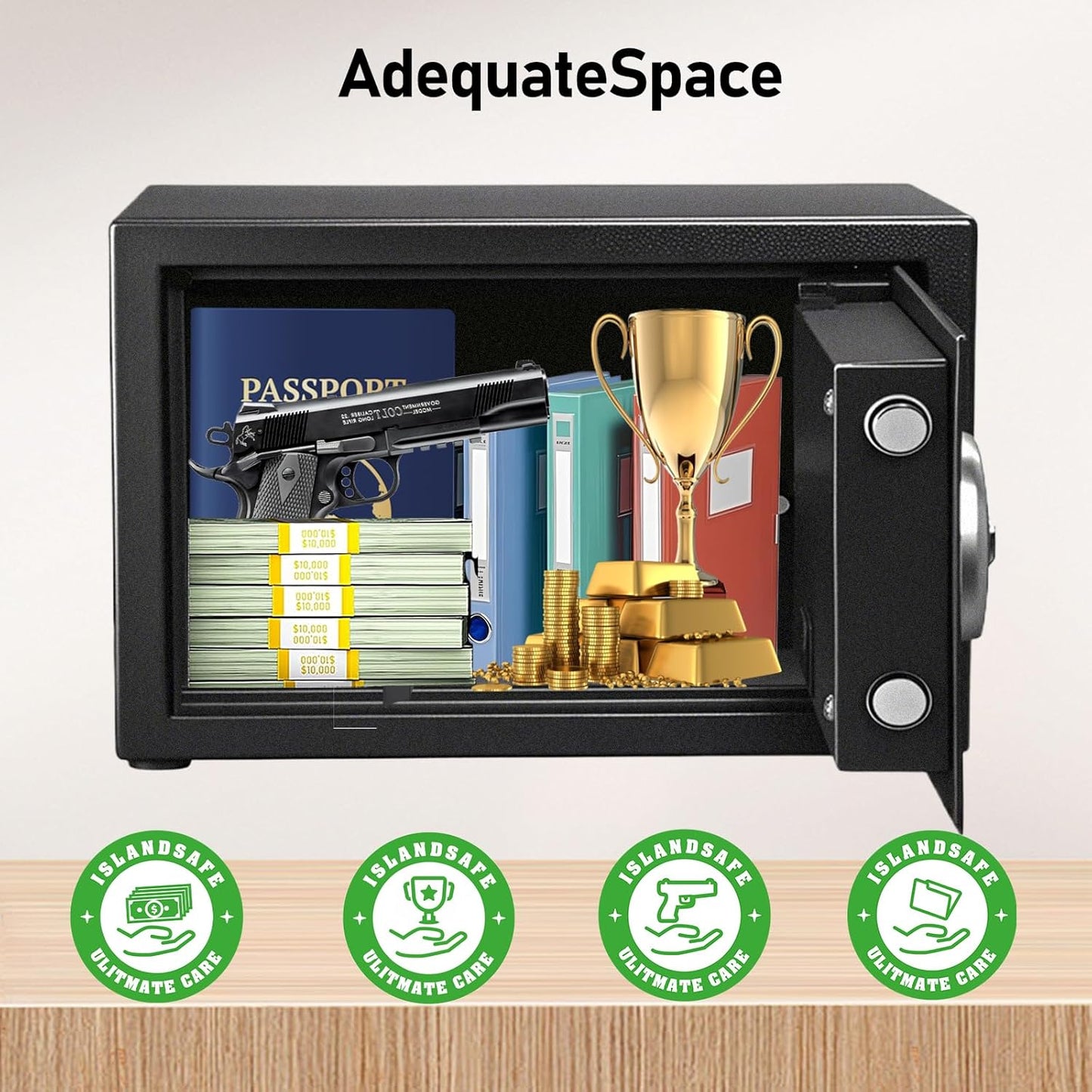 Home Safe Box Digital Small Personal Safes caja fuerte Security Money Closet Electronic Lock Box with Keypad for Pistol Cash Jewelry, Document, Hotel, Dorm, Office (0.5cuft Black)