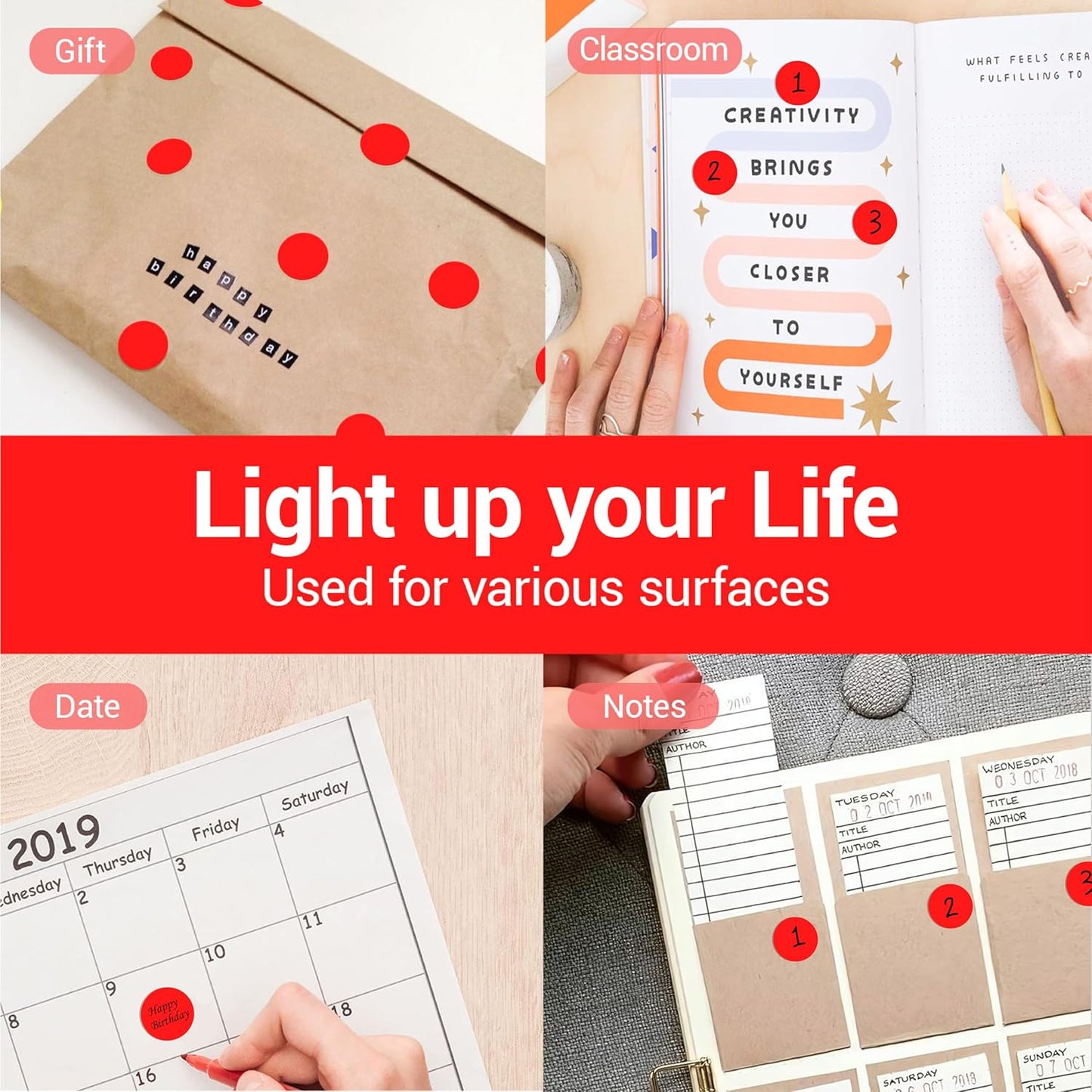 1 Inch Circle Dot Stickers 1000 PCS Red Color Coding Thermal Labels Dots Writable Printable Small Round Stickers for Office, Classroom, Inventory, Garage, Organizing Storage, DIY