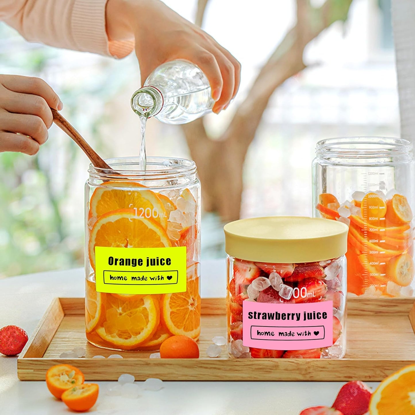 1x2 inch Label Stickers Roll for Thermal Printer 500PCS Colored Removable Freezer Labels Waterproof Blank Sticker Labels to Write on for Food Containers and Jars, Fluorescent Yellow