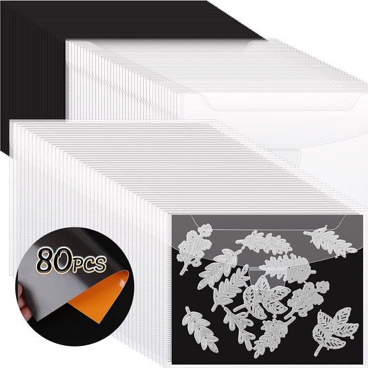 80 PCS Stamp and Die Storage Bag and Rubber Magnetic Sheets, Die Storage Set for Storage Die Cutting, DIY Scrapbooking