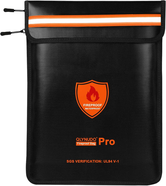 4200℉ Upgraded Fireproof Document Bag, Important Waterproof Document Holder with Thermal Insulation Layer, Legal Size Fireproof Envelope with Zipper/Reflective Strip