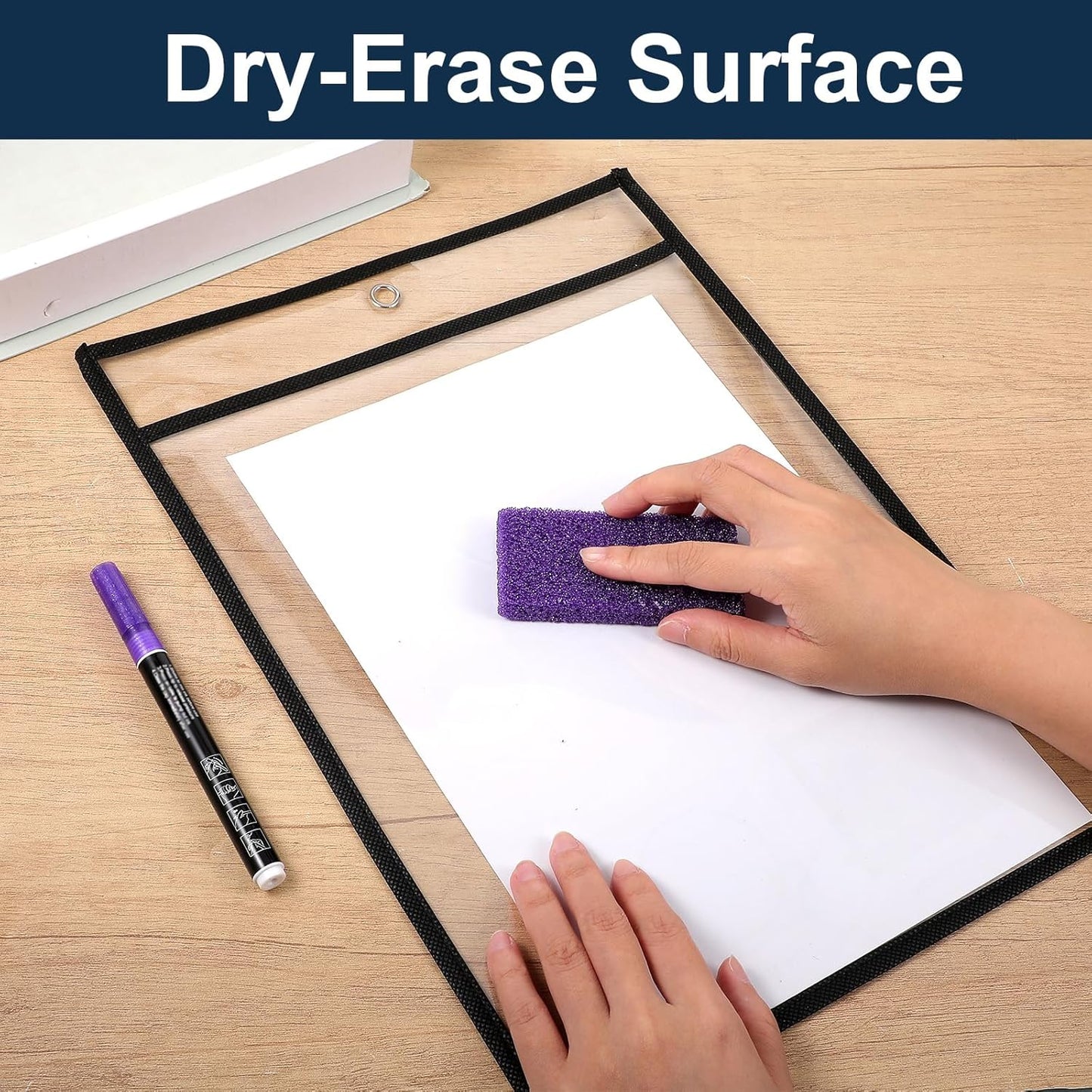 10 Pack Black & Clear Job Ticket Holders 13.7x10.1 Inch – Heavy Duty PVC Plastic Sleeves for Work Orders, Shop Tickets & Home Use – Dry Erase, Waterproof and Reusable Document Protectors