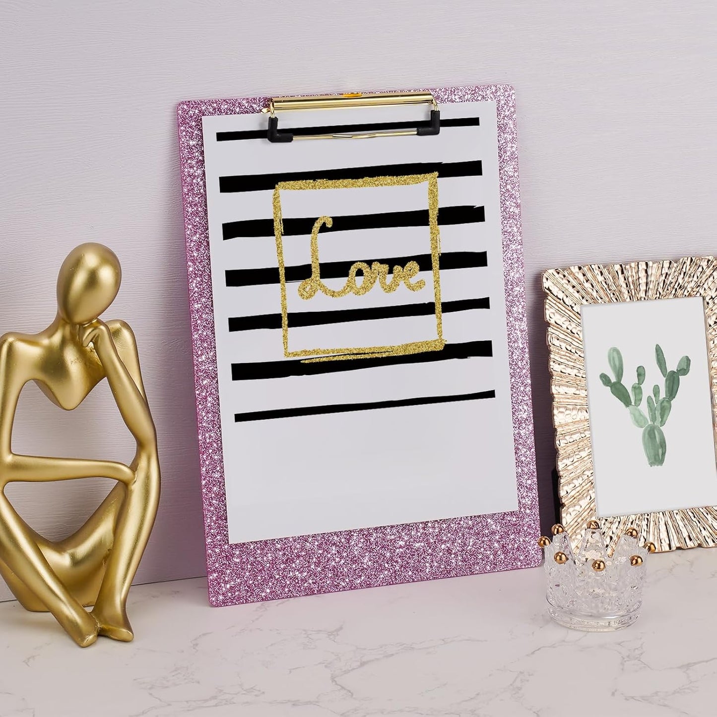 Hongri Plastic Acrylic Glitter Clipboard, 8.5x11" Stardard Letter A4 Size Clipboards for Classroom, Taecher, Women.Cute Confetti Clip Board, Office Supplies, School Supplies.