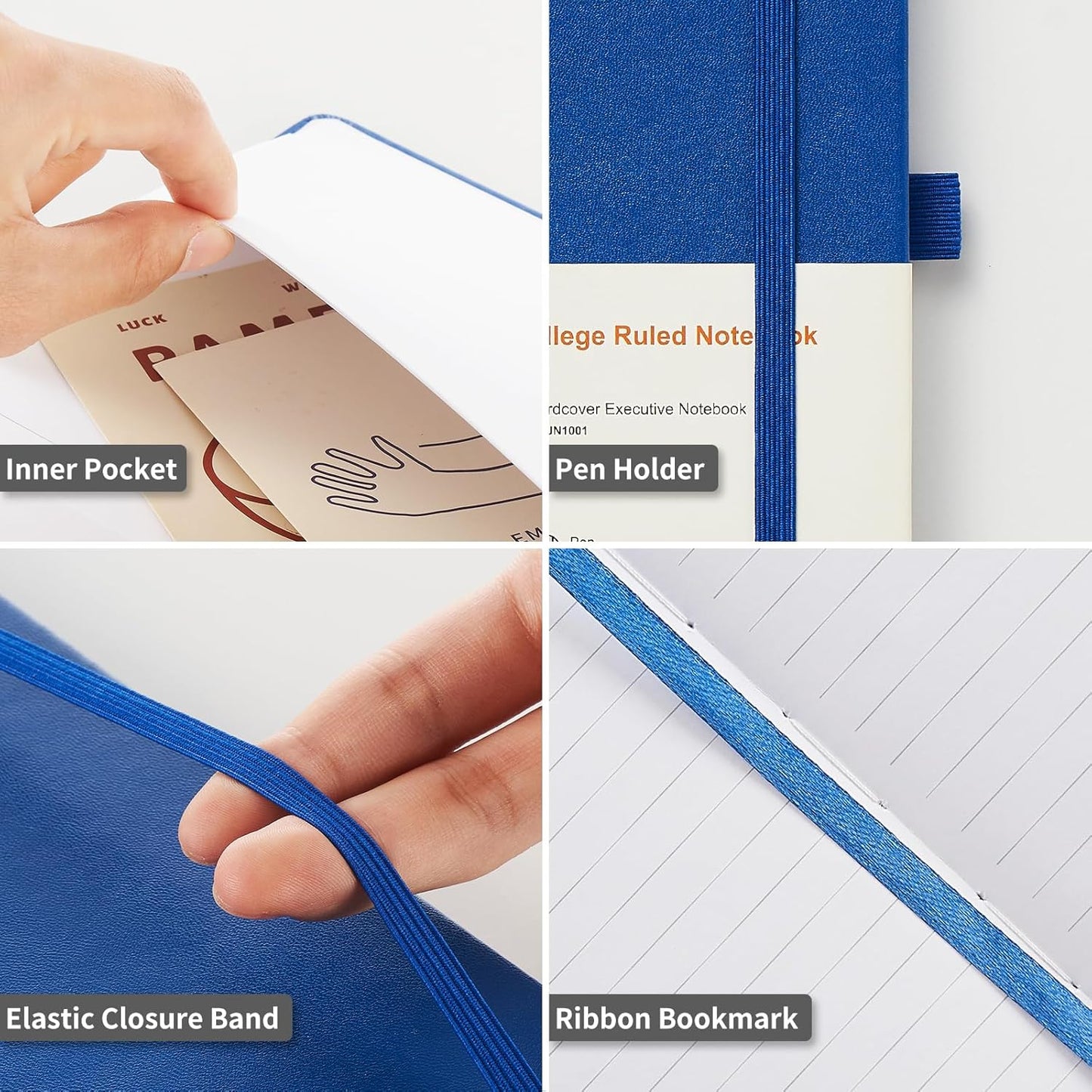 Hardcover Notebooks, A5 Lined Journals Notebook for Writing 160 Pages, 8.2 x 5.5 inch, Classic Ruled Notebooks for College/Work/Travel (Blue, 1 Pack)