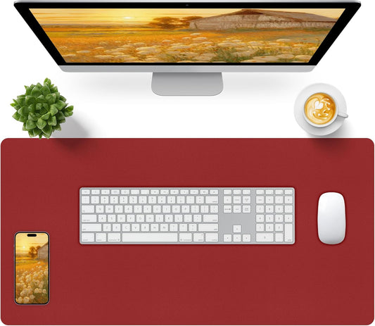 Bloss Red Desk Mat, Leather Desk Matt for Desktop, Waterproof Large Desk Pad, Keyboard Mat, Computer Mat for Office/Home/Decor(31.5 x 15.7 Inches)