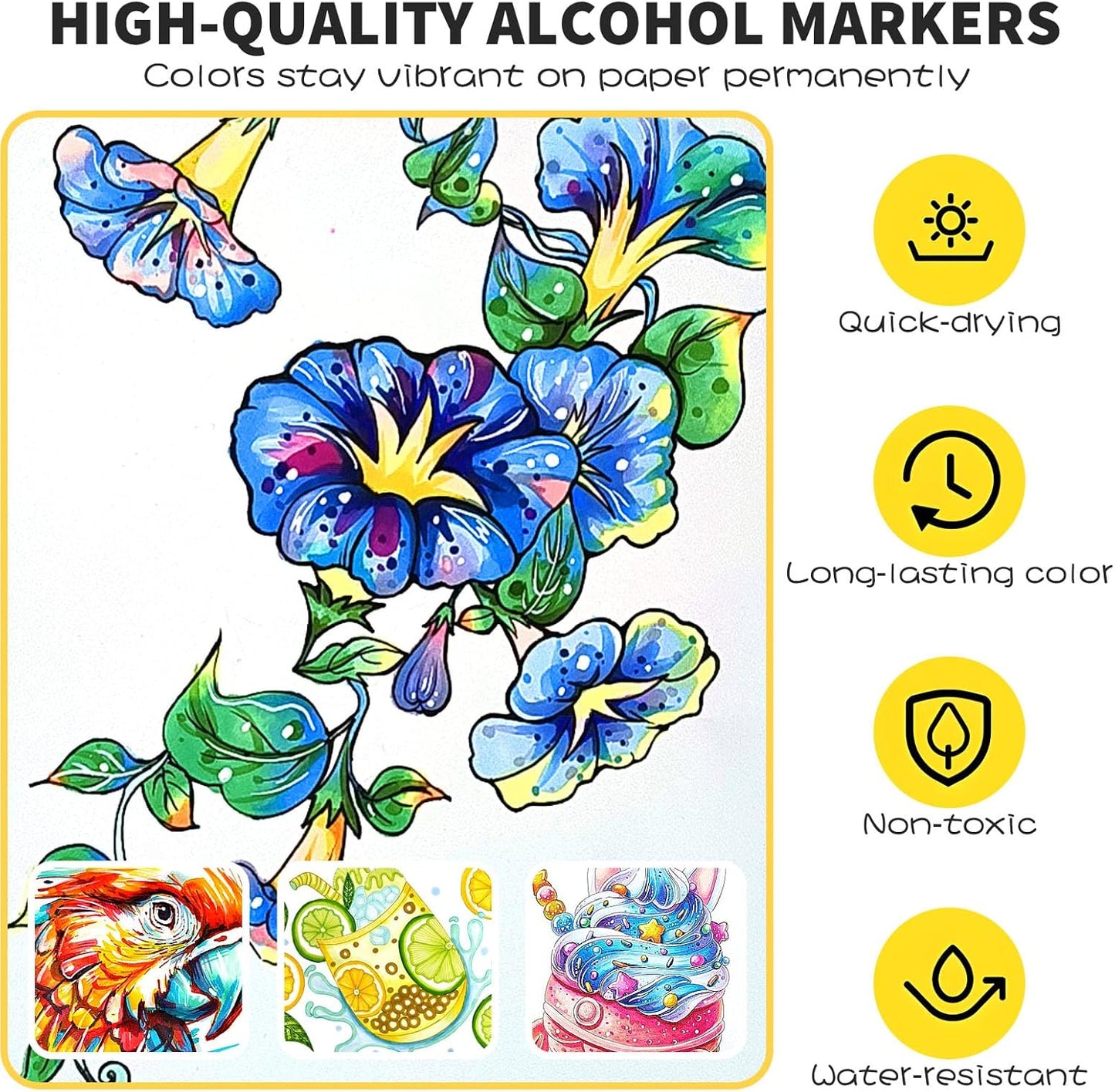 120 Colors Alcohol Markers Dual Tip Brush & Chisel – Alcohol Based Art Marker Set for Sketching, Drawing, Coloring, Painting, Illustration – Markers for Artists, Adults, Beginners