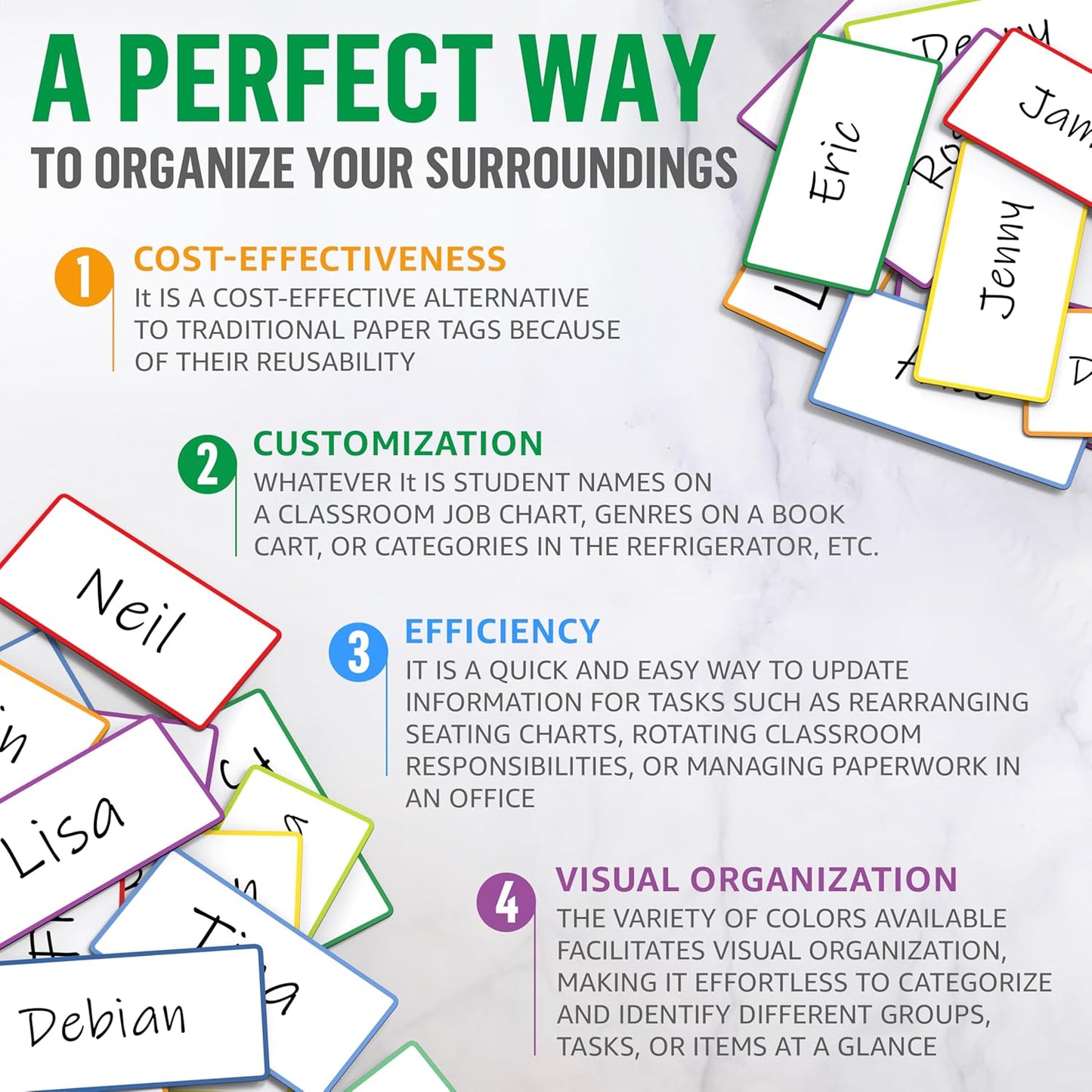 64 Pack Dry Erase Magnetic Labels 2x4 in - Magnetic Name Tags for Classroom Locker Name Tags - Classroom Magnets for Names - Magnet Labels for Whiteboard - Name Magnets School Bus Magnet Name Plate