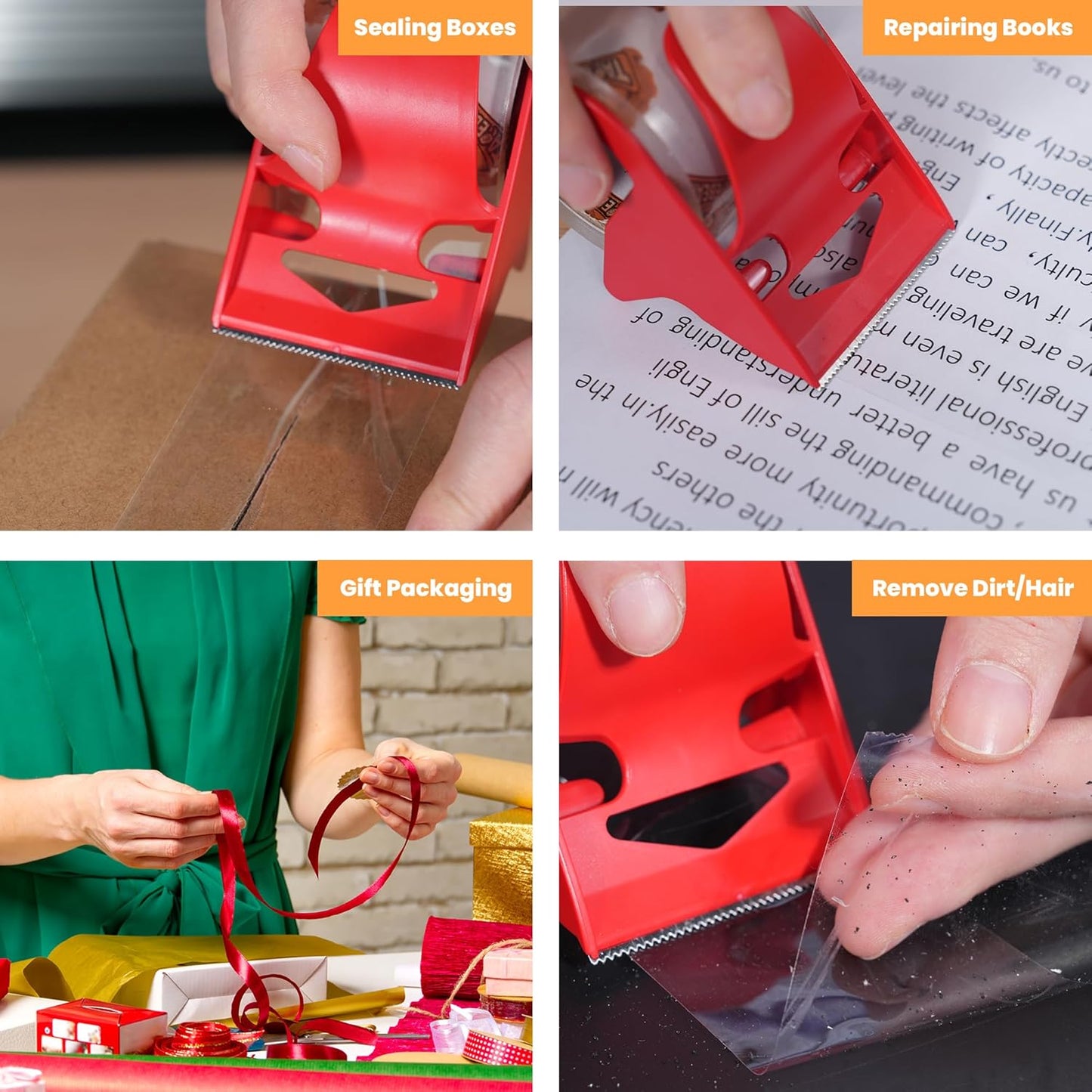 1.5" Core Packing Tape Refills No Noise 2.6mil Thick, 1.88" x 22yd Super Clear Packaging Tape for Book Binding, Carton Sealing, Moving, Shipping, 6Rolls