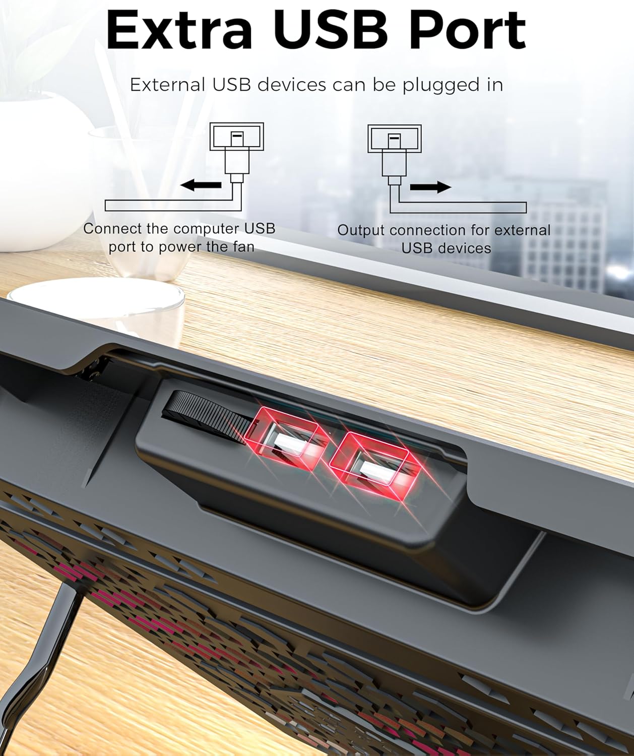 AICHESON Laptop Cooling Pad for 17.3" Notebook, Red 5 Fans