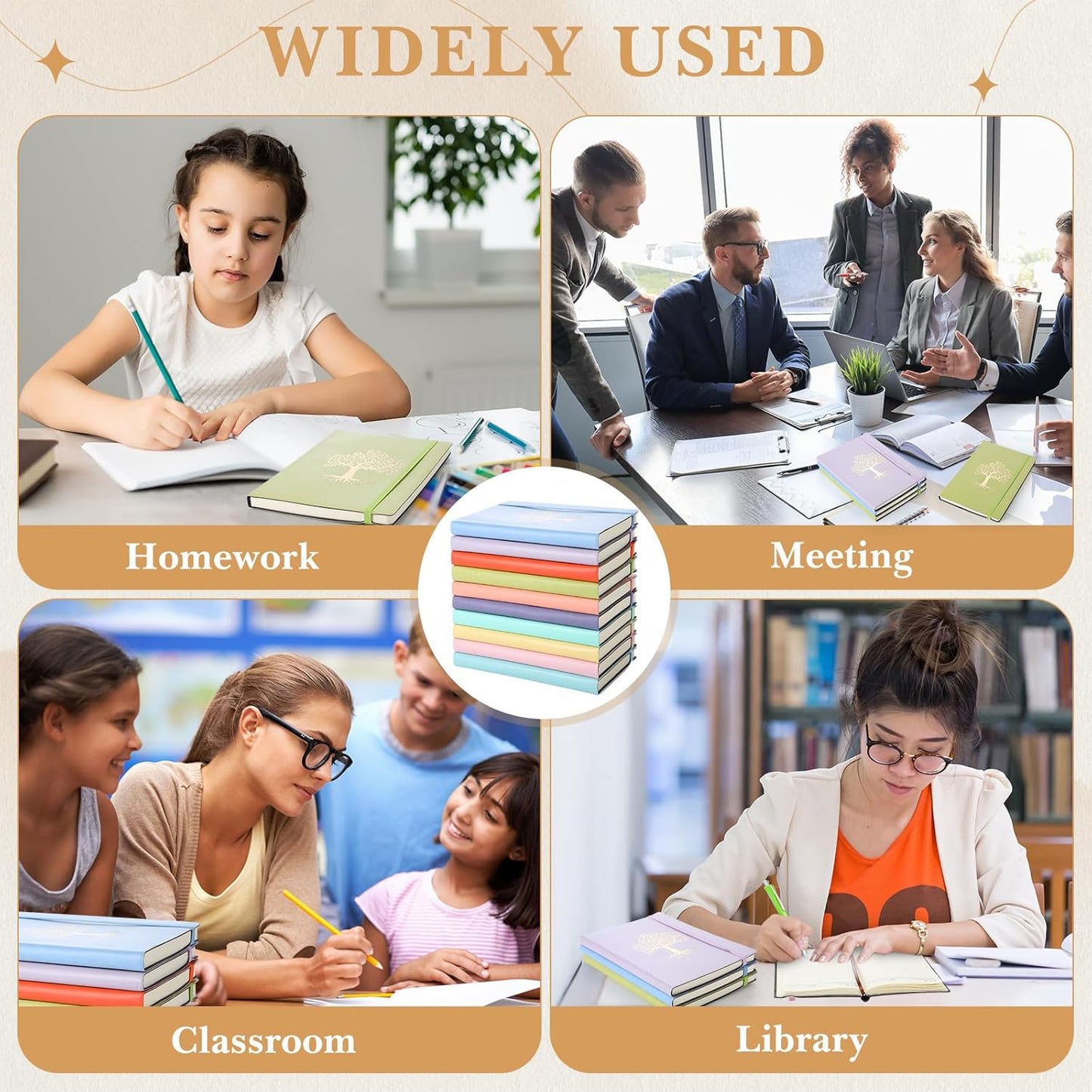 10 Pack Lined Journal Notebook A5 Leather Hardcover Journals for Writing 200 Pages 10 Colors Notepad for Travel Work School Office Business Note Taking Diary 5.7" x 8.3" (Vibrant Color)