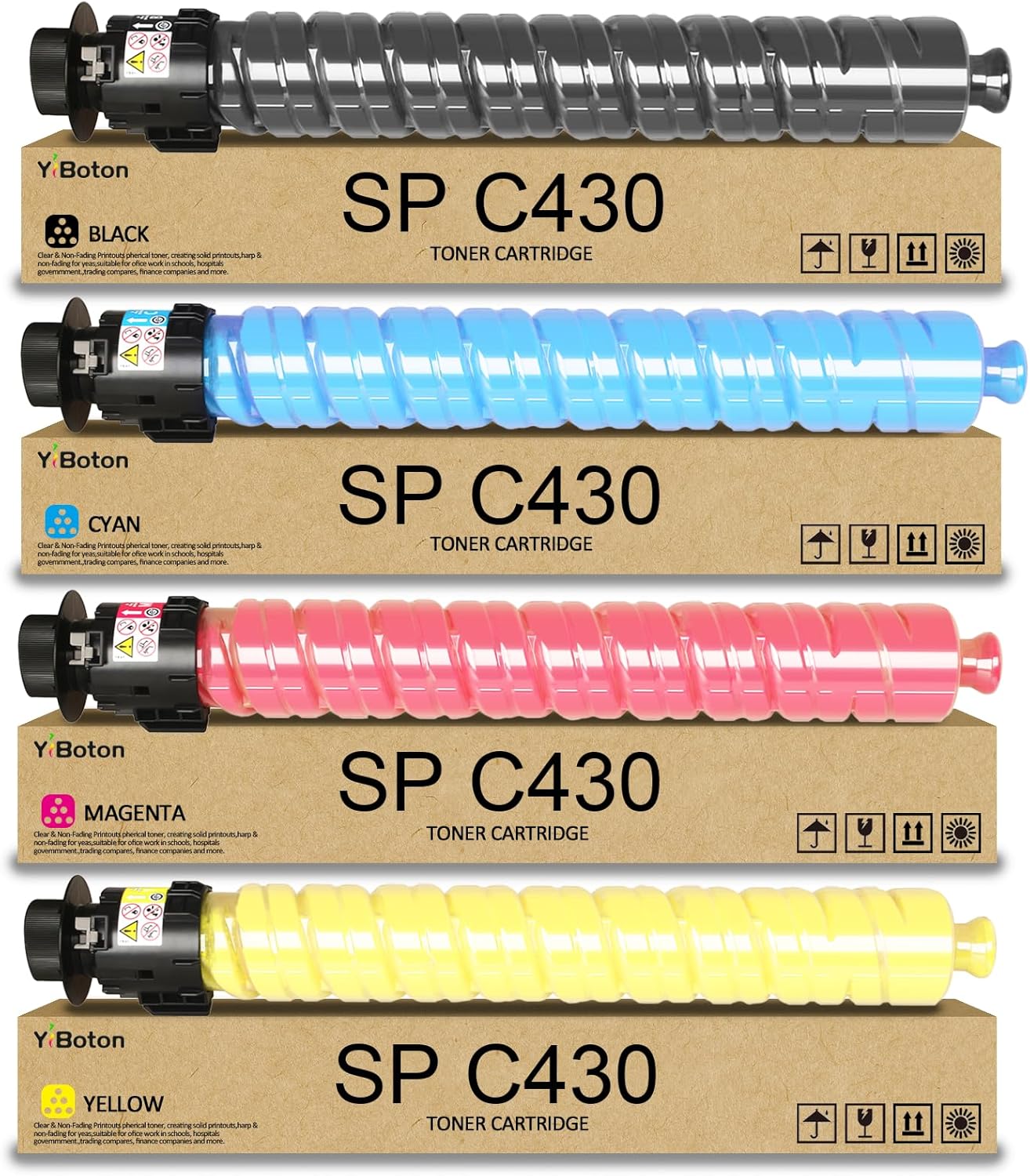 High Yield SP C430A C440DN Toner Cartridge Replacement for Ricoh 821105 821106 821107 821108 with Aficio SP C430A C440DN C430DN C431DNHT C431DNHW Printer(4 Pack Black Cyan Magenta Yellow)