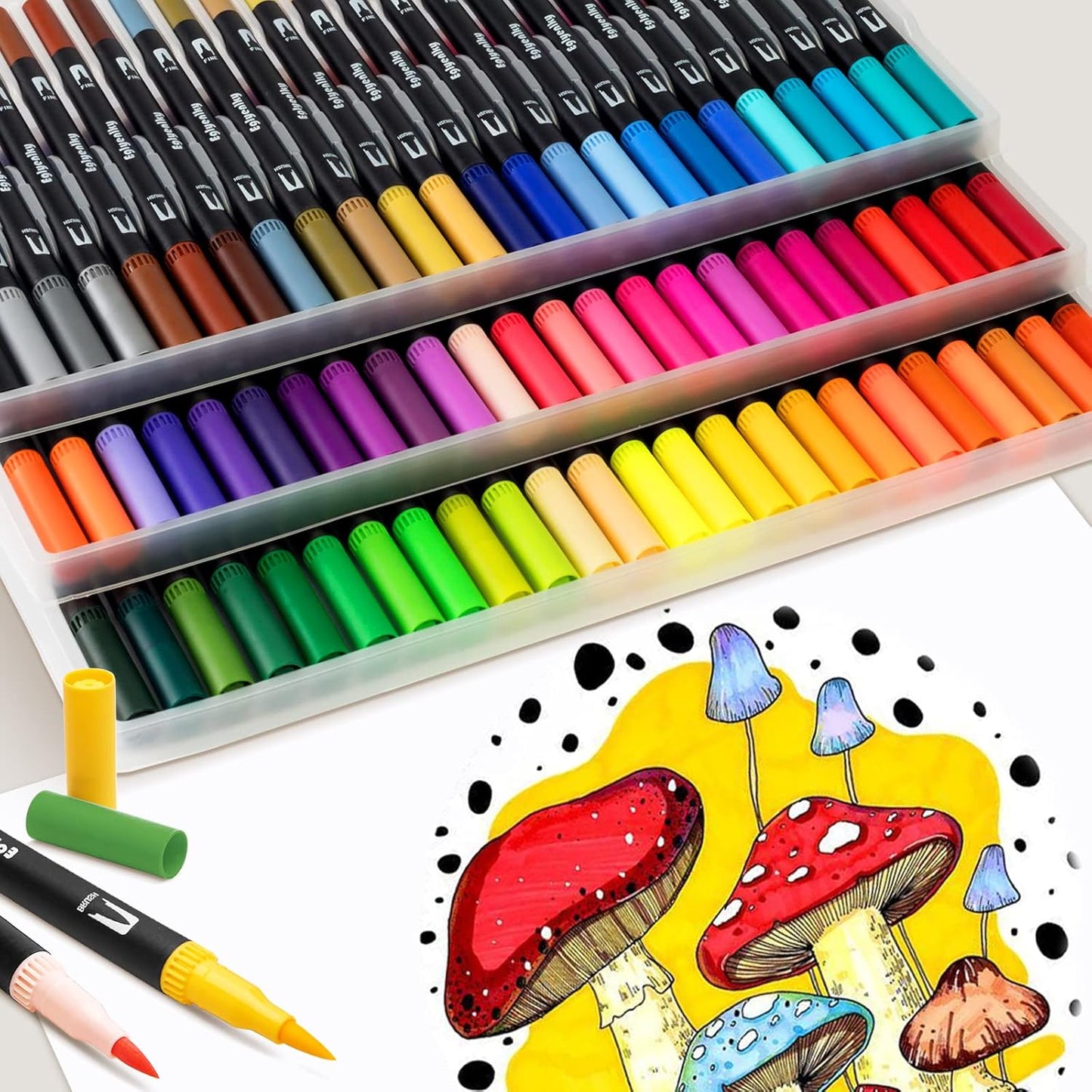 72 Markers Coloring Book for Adult, Dual Brush Marker Pens with Fine and Brush Tip for Kid Adult Artist Drawing Coloring Journaling Lettering Calligraphy