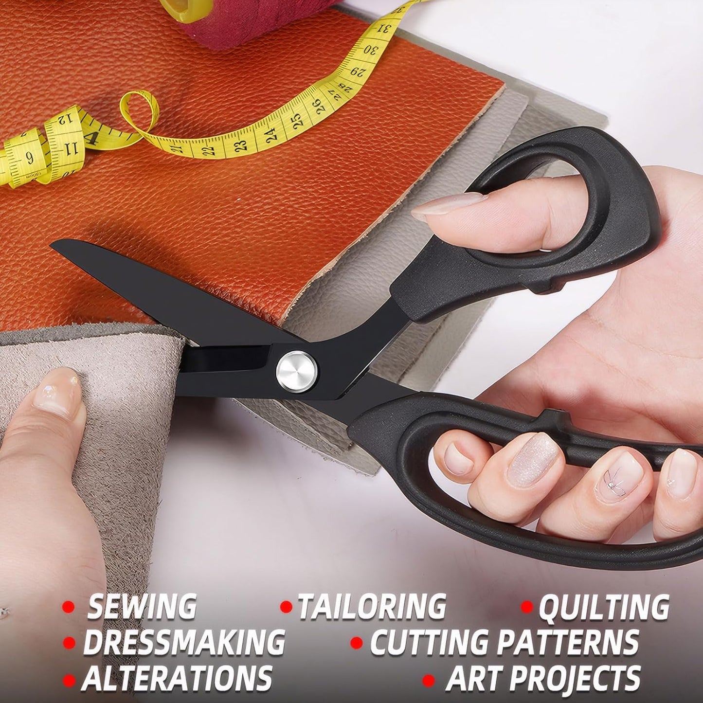 Jasni Scissors Set of 3 black titanium non stick blade anti rust Ergonomic Lightweight Soft Rubber Grip tailor scissors office student scissors for School, Office and Family Daily Use 10''/9''/6.5"