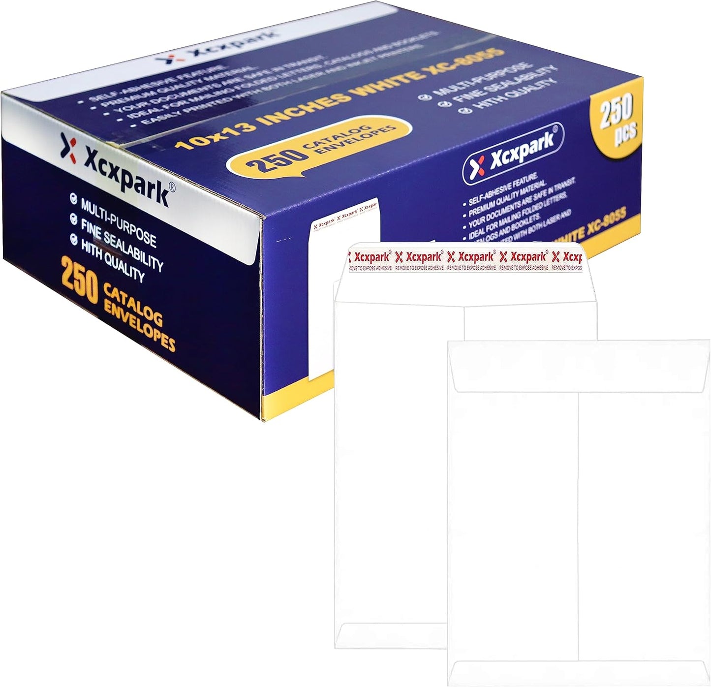 250 PCS 10x13 inches Security Catalog Envelopes Printable Self Seal Envelopes, Anti Tear White Kraft Envelopes for Invitation Cards, Pictures, Photos, Documents