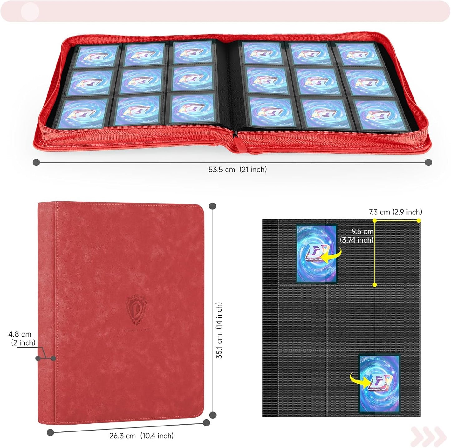 9 Pocket Card Binder,360 Pockets Trading Card Binder,Double Sided Pocket Collection Binder,Card Folder for MTG,TCG,Game Cards,Sport Cards,Red