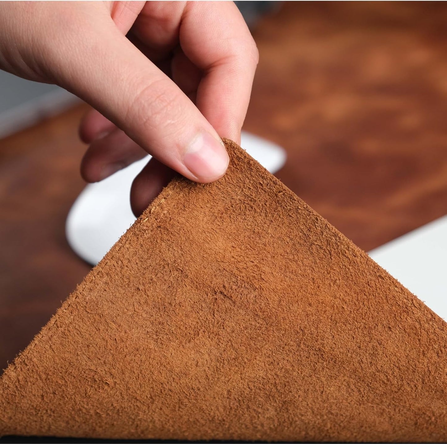 Jersey Genuine Calfskin Leather Desk Pad, Office Desk Mat with Non-Slip Bottom, Smooth Surface for Mouse & Keyboard, Desk Protector (36x19 inches) (Antic Tan)