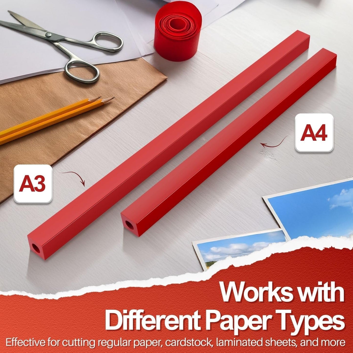 Flexzion 17" A3 Cutting Stick Replacement, Stack Paper Cutter Trimmer Blade Rubber Pad for Heavy Duty Professional Industrial Guillotine Stack Desktop, 17 inch Trimming Machine Accessories Parts