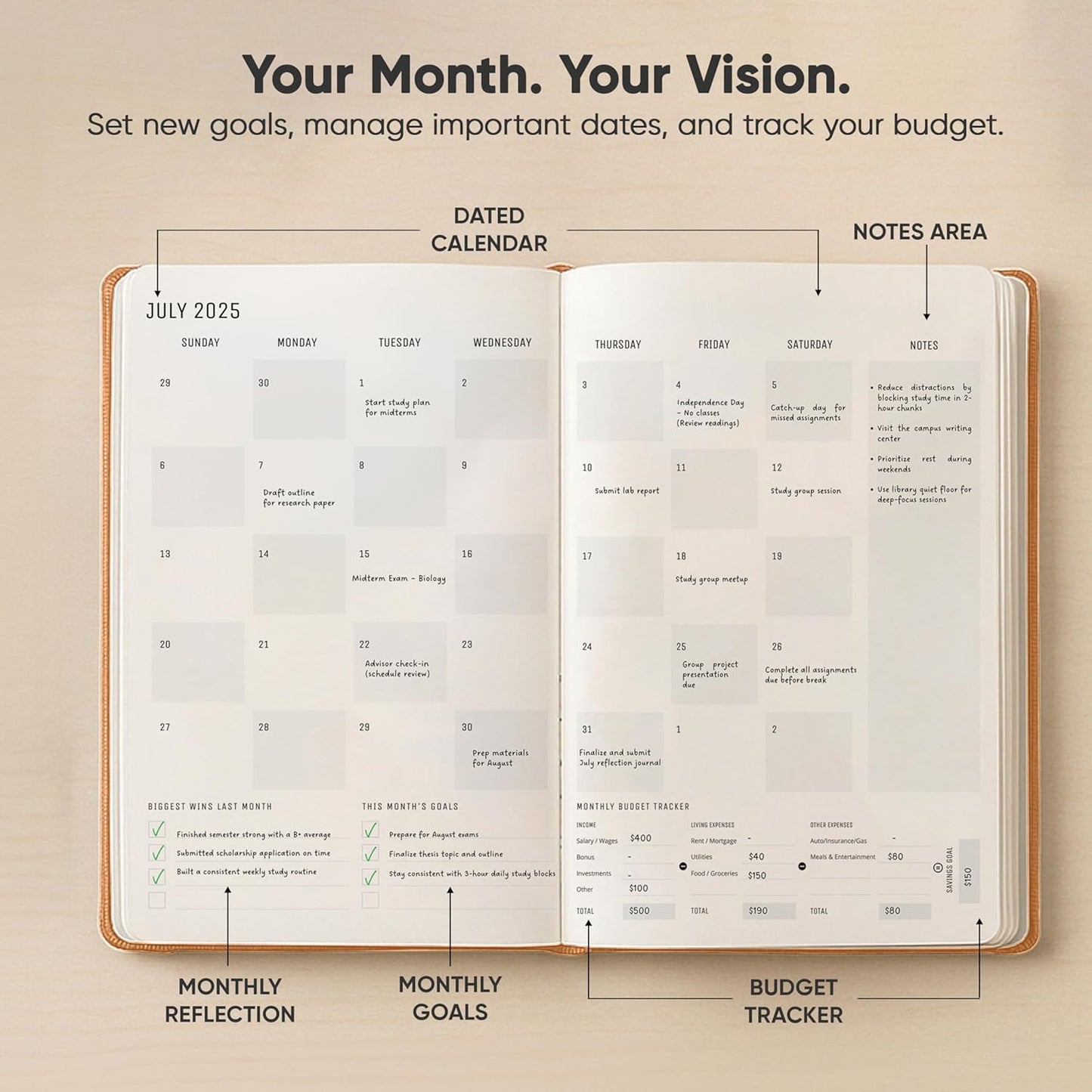 July 2025-2026 Planner 8.5 x 11 Pro Max - Dated Productivity & Academic 2025-2026 - Daily, Weekly & Monthly Planner With July Start Date - A4 - Productivity Store