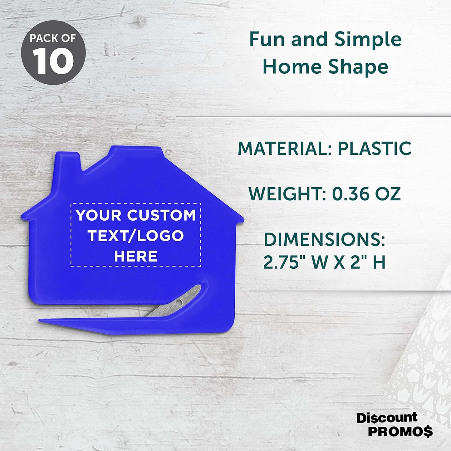 Custom House Letter Openers Set of 10, Personalized Bulk Pack - Perfect for Home or Office - Blue