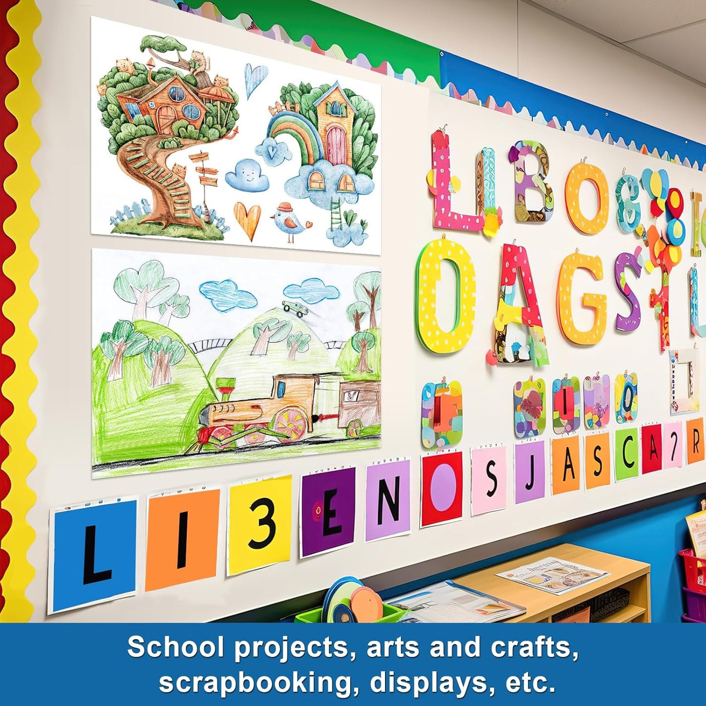 50 Pcs White Poster Board Paper 14x18, ROOKEA Blank Graphic Display Vision Boards Bulk for School Arts Classroom Crafts Projects Presentations Drawing Scrapbooking