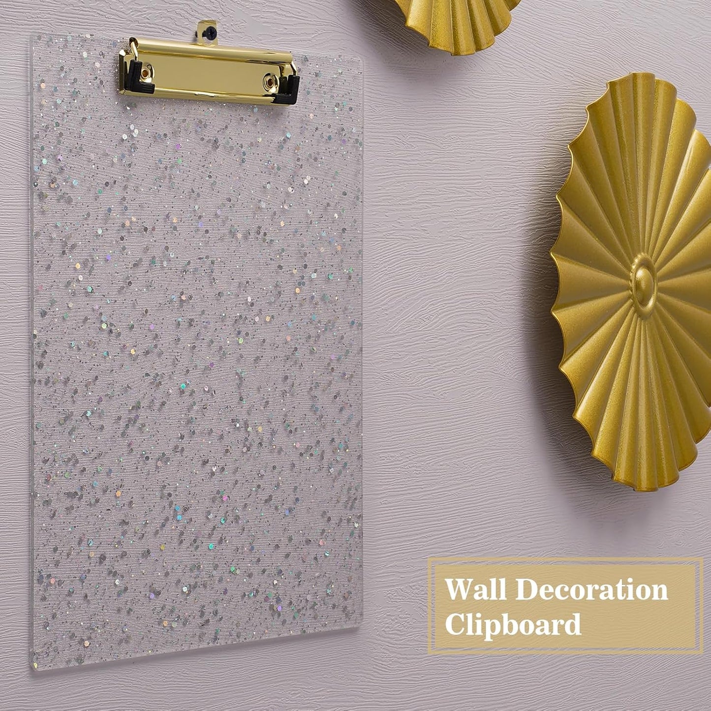 Hongri Plastic Acrylic Glitter Clipboard, 8.5x11" Stardard Letter A4 Size Clipboards for Classroom, Taecher, Women.Cute Confetti Clip Board, Office Supplies, School Supplies.
