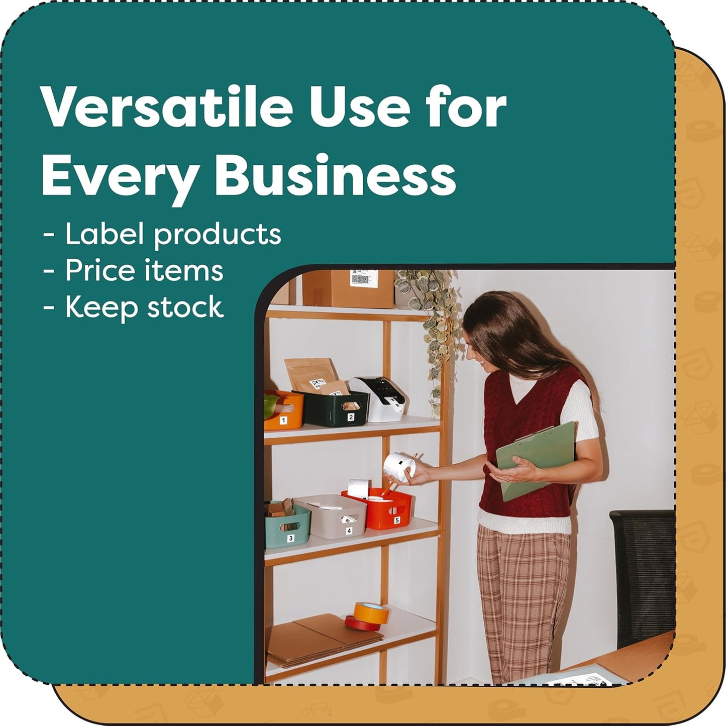 Aegis Adhesives - Compatible Label Replacement for Brother DK-1221 (0.9 Inch) Square Stickers, Use with QL Printers - 12 Rolls + 1 Frame