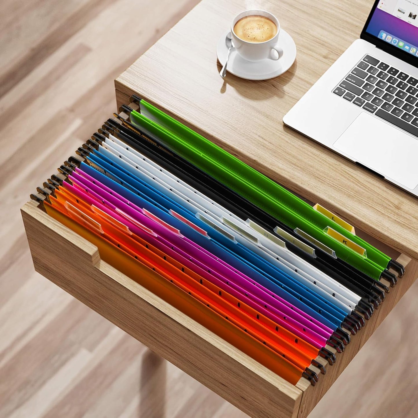 BOENFU Hanging File Folders, Letter Size, 26 Pack Sturdy Plastic Hanging Organizer File Folders for Efficient Filing, Assorted Colors