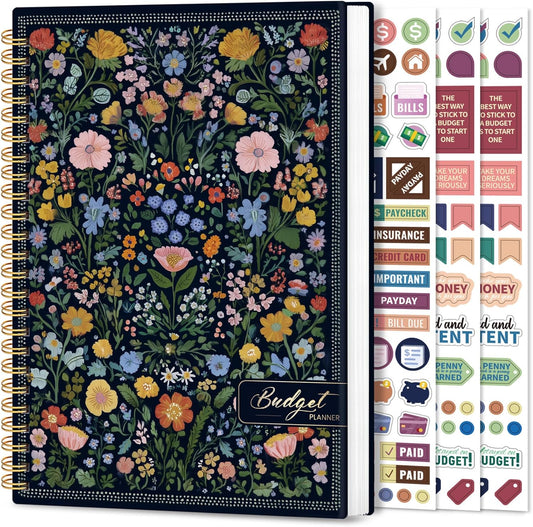 Aesthetic Budget Planner - Monthly Finance Planner with Expense Tracker Notebook, Undated Bill Organizer to Manage Your Finances, Account Book with Colorful Pattern-Garden of Whimsy