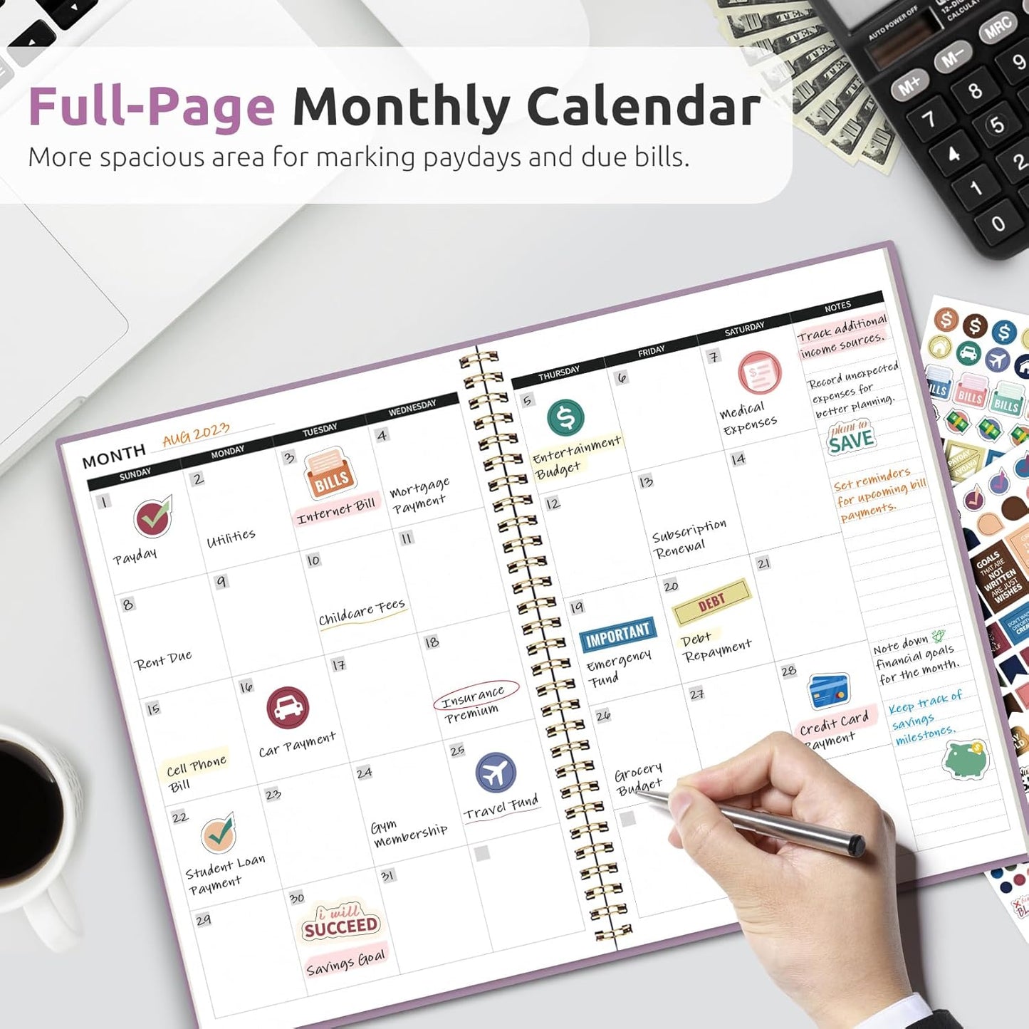 Aesthetic Budget Planner - Monthly Finance Planner with Expense Tracker, Undated Bill Organizer, Budget Notebook to Manage Your Finances, Account Budget Book with Colorful Pattern - Checkered