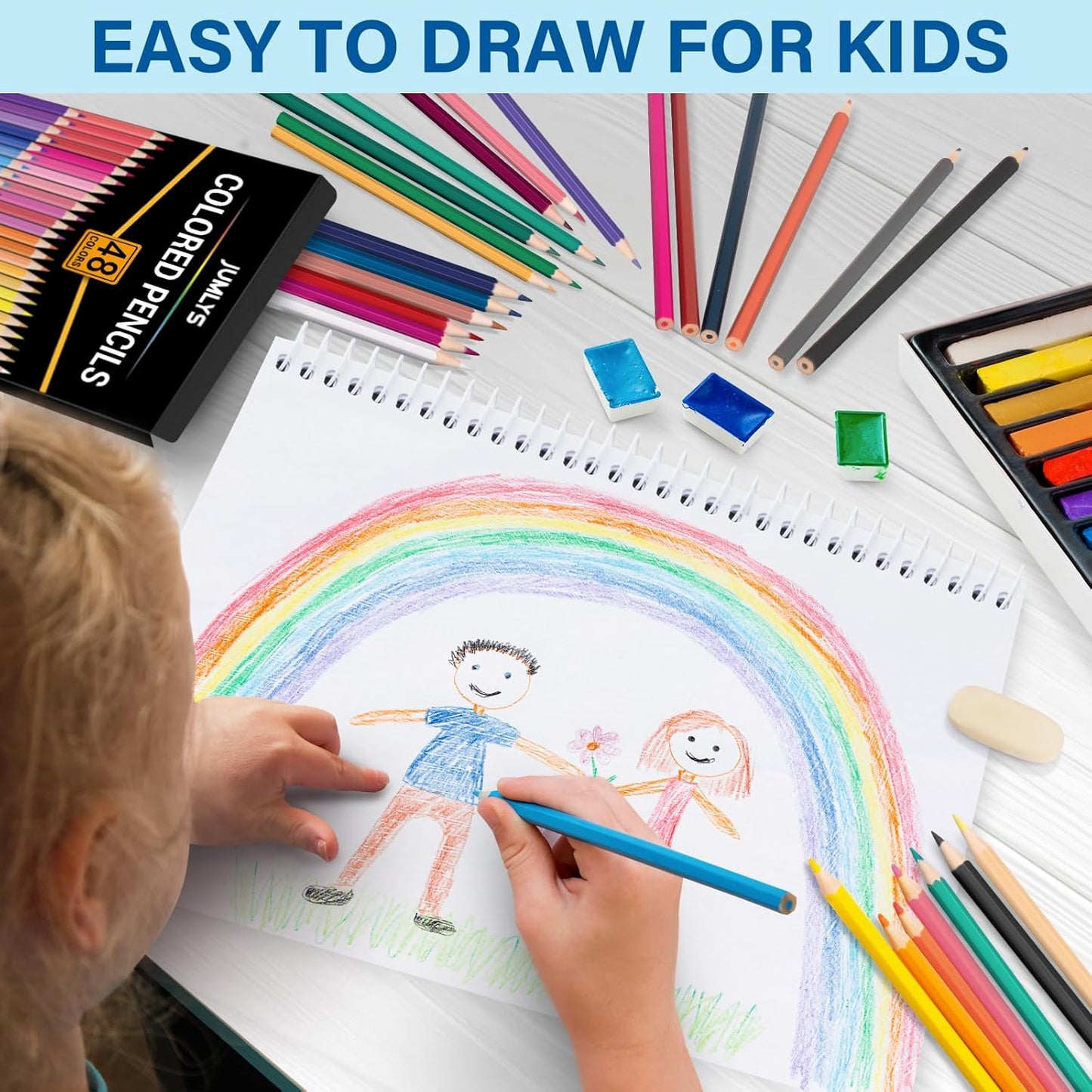 Jumlys 48 Pack Colored Pencils Set, Pre-sharpened Coloring Pencils for Kids Beginners, Colored Pencils for Adult Coloring Books, Ideal Art Supplies for Sketching, Coloring & Painting