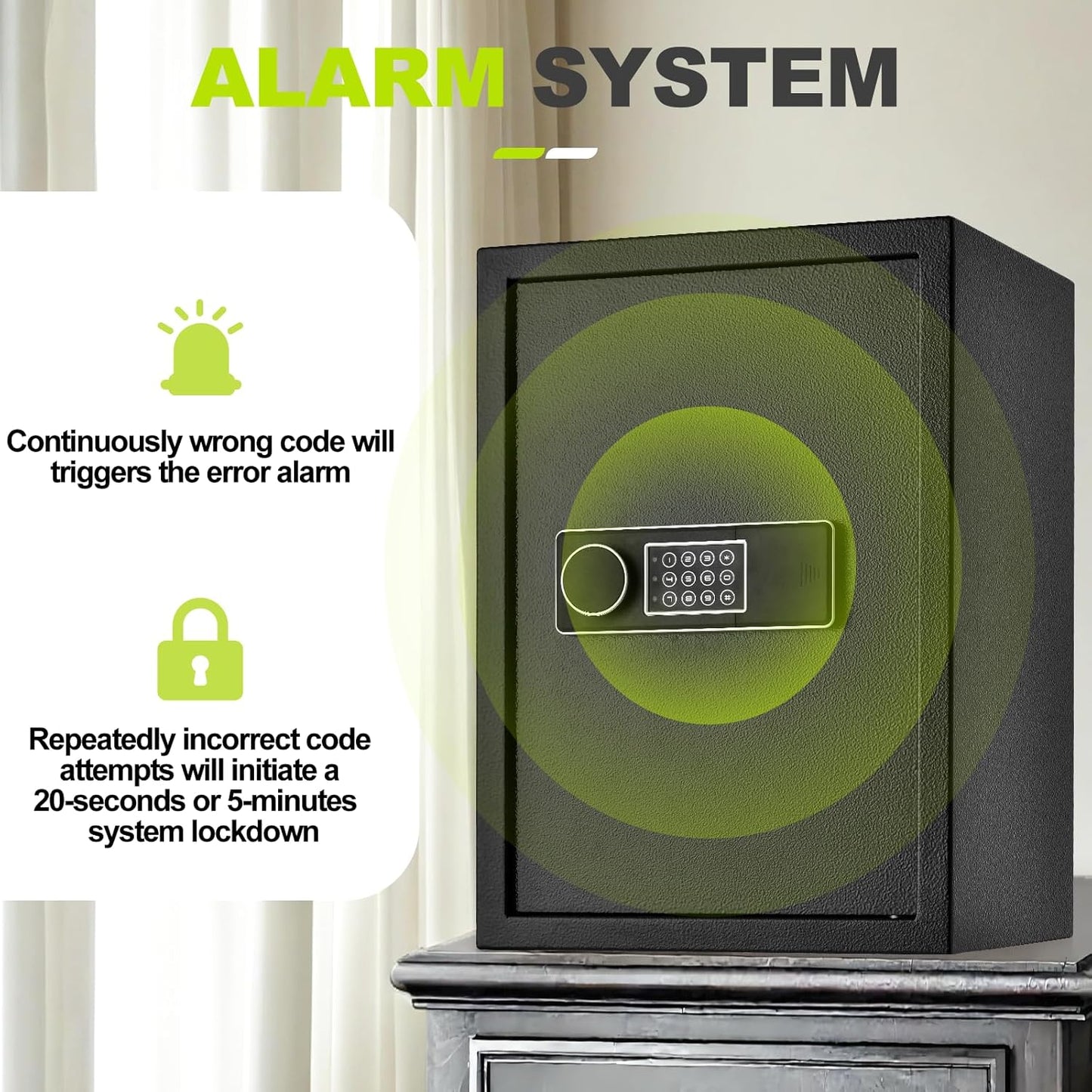 2.0 Cuft Safe Box, Home Safe with Digital Electronic Keypad, Extra Fireproof Bag Protect Personal Document, 12.2 x 13.8 x 19.7 Inches (Exterior), Black