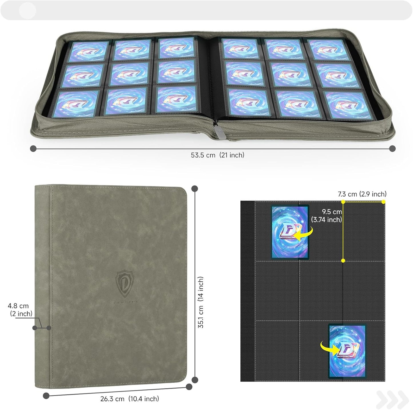 9 Pocket Card Binder,360 Pockets Trading Card Binder,Double Sided Pocket Collection Binder,Card Folder for MTG,TCG,Game Cards,Sport Cards,Grey