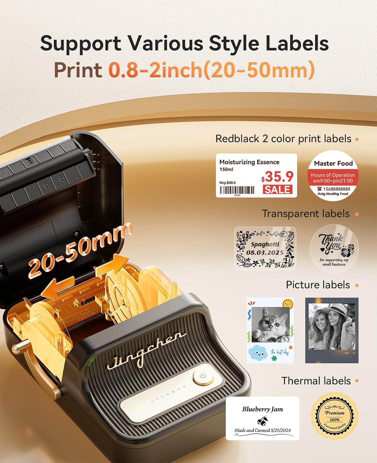 NIIMBOT B21 Pro Label Maker, 300DPI HD Label Printer, Ideal for Notes,Photos, Study Graphics, Memo Maker,50x30mm Label,230Pcs(Black)