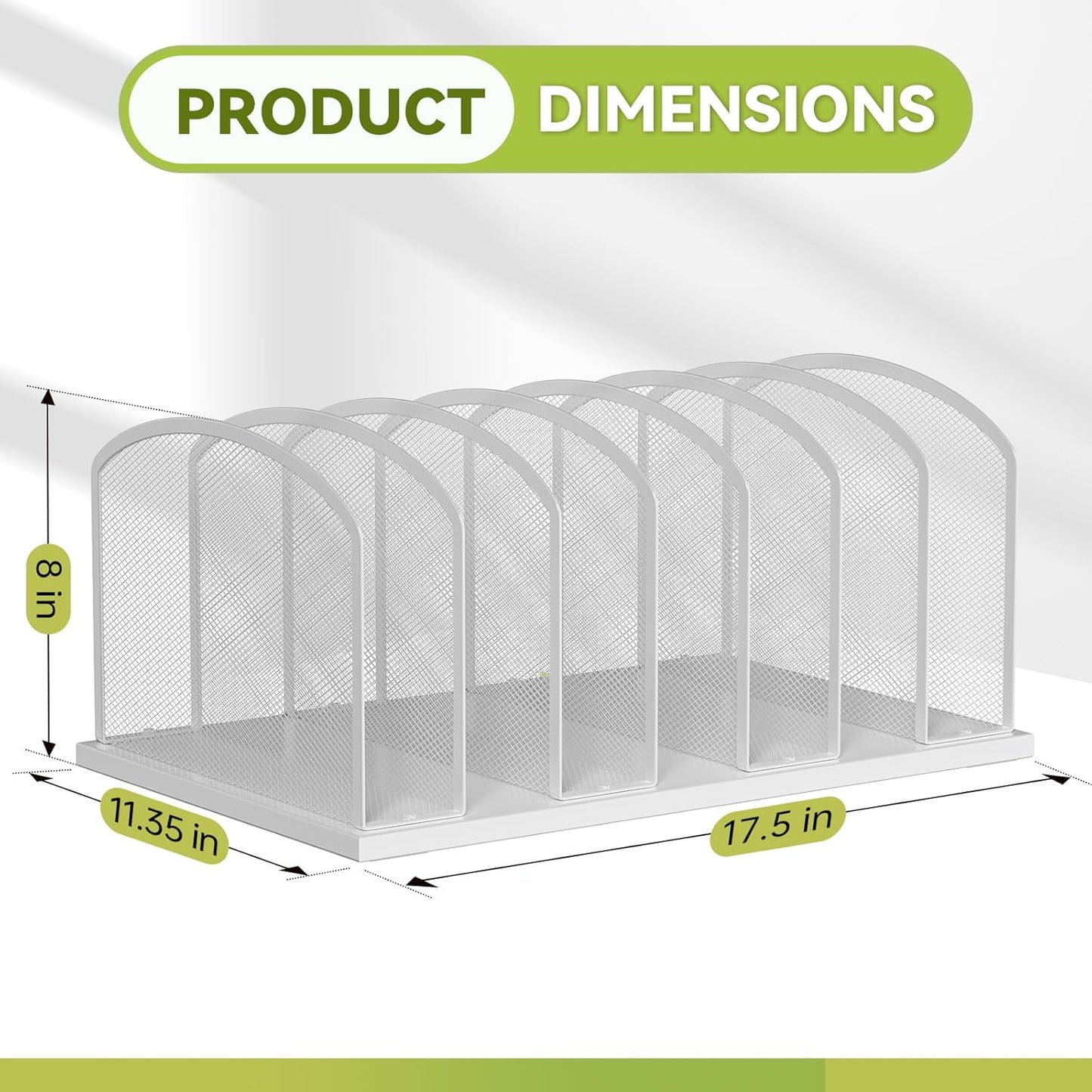 Desk File Organizer Vertical 7 Sections Mesh File Sorter Paper Storage Organizer for Desk, Office Organization File Holder Rack, White