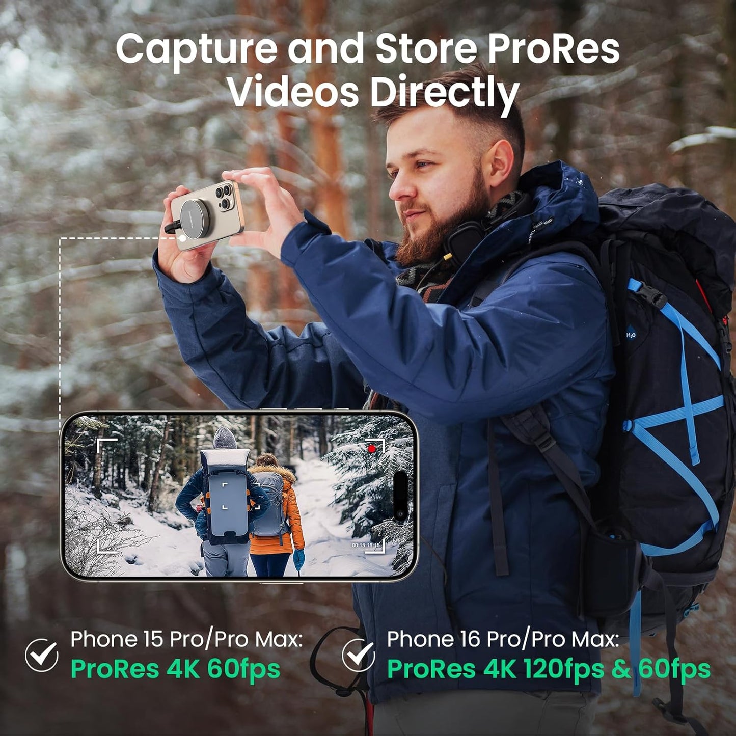 1TB Magnetic Portable SSD, External Solid State Drives with USB-C 3.2 Gen 2x2, Speed Up to 2000MB/s, Compact & Durable, Compatible with iPhone 15/16 Series and Other USB-C Devices, Grey