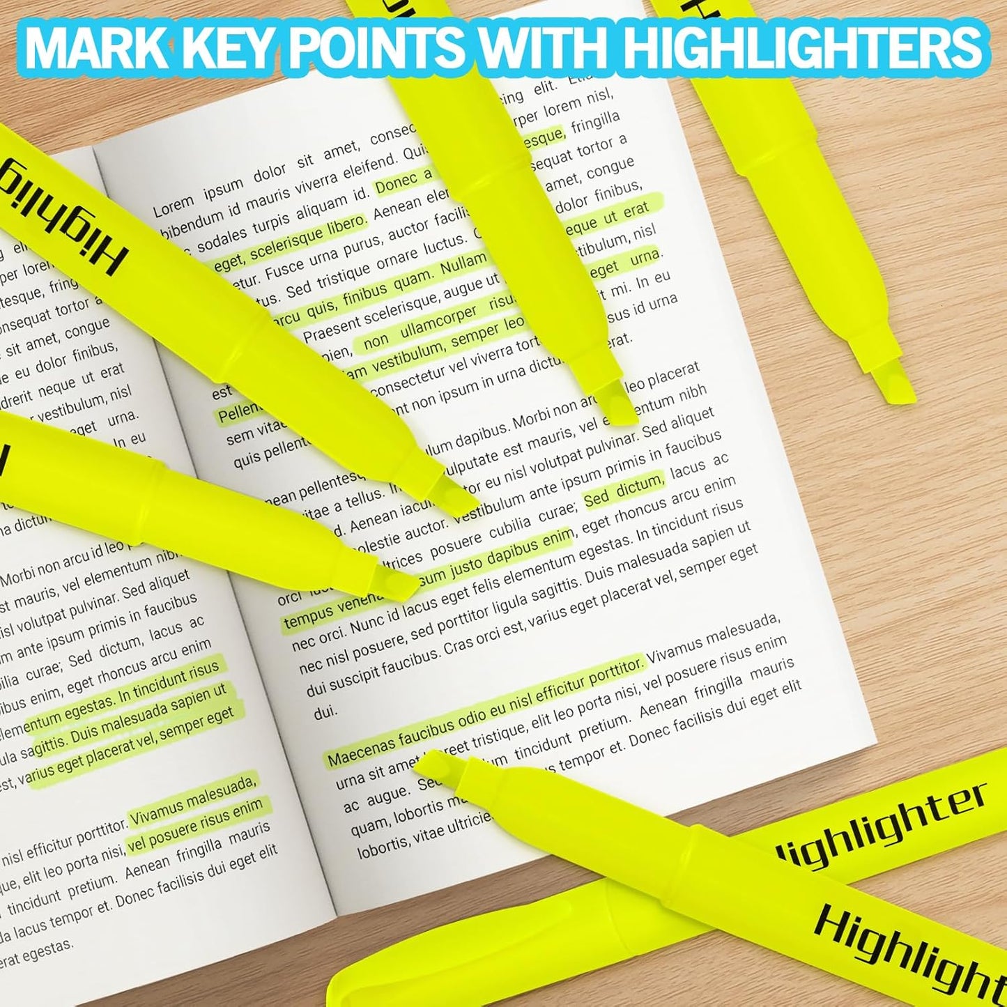 Highlighters Bulk - Quick-Dry No Bleed Markers for Office Classroom School Supplies Adults Kids Teachers Students (Yellow, 30)