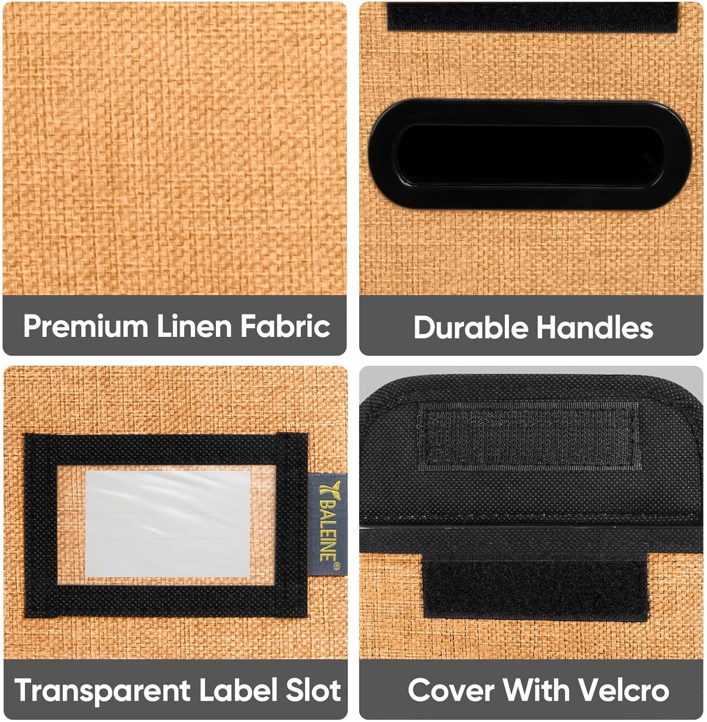 BALEINE File Organizer Box with Lid, Collapsible File Folder Organizer with Plastic Slide, Hanging File Folder Box for Office Document Storage (2 Pack, Orange, S)