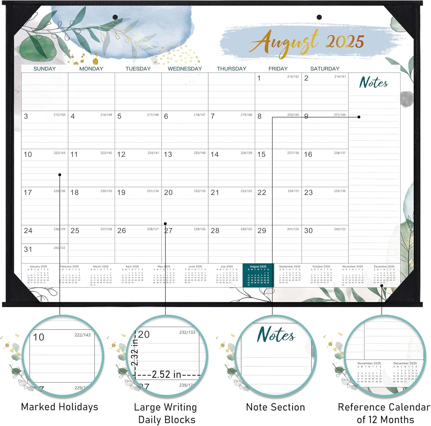2026 Desk Calendar - Desk Calendar 2026, 22" x 17", July 2025 - December 2026, 18 Monthly Desk/Wall Calendar, Large Ruled Blocks, Notes, Thick Paper, Corner Protector