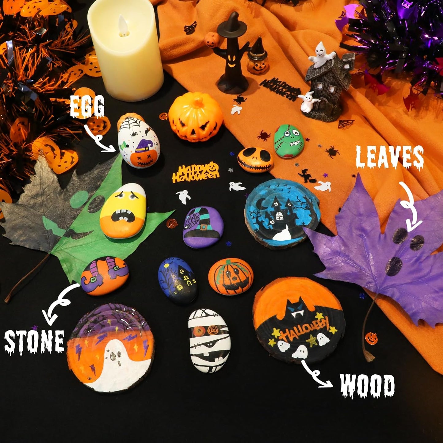 48 Colors Acrylic Paint Markers, Dual Tip with Fine Tip and Brush Tip Pens for Stone, Wood, Calligraphy, Canvas, Ceramic, Metal, Glass, Rock Painting, DIY Crafts Art Supplies Kit