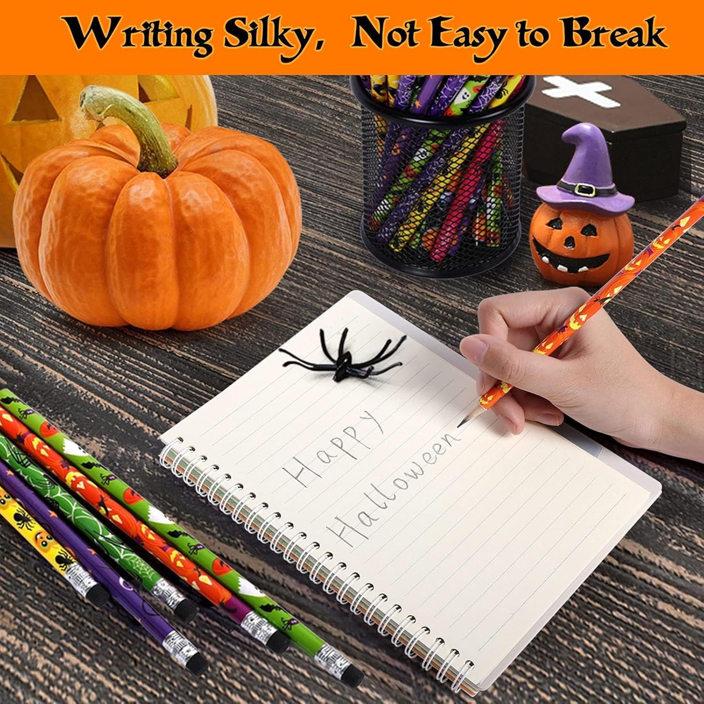 50Pcs Halloween Pencils Kids Colored Pencils with Erasers Assorted Pattern Pencils for Halloween Gifts Party Favors Trick or Treat Halloween Goodies Bags Filler Classroom Rewards for Child Adult